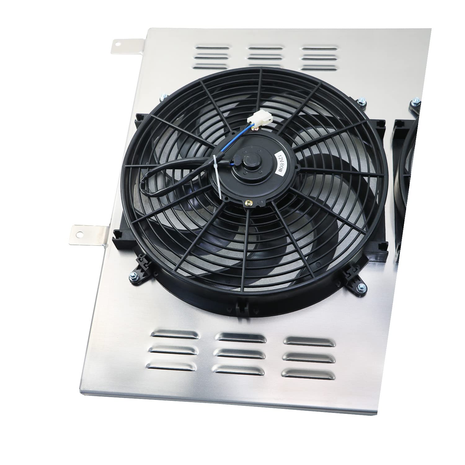 High-Performance Aluminum Radiator Shroud with Electric Fan for 1983-1996 Ford F150 F250 F350 Powerstroke 6.9L 7.3L Diesel Engines - Perfect for Off-Roading & Heavy-Duty Towing