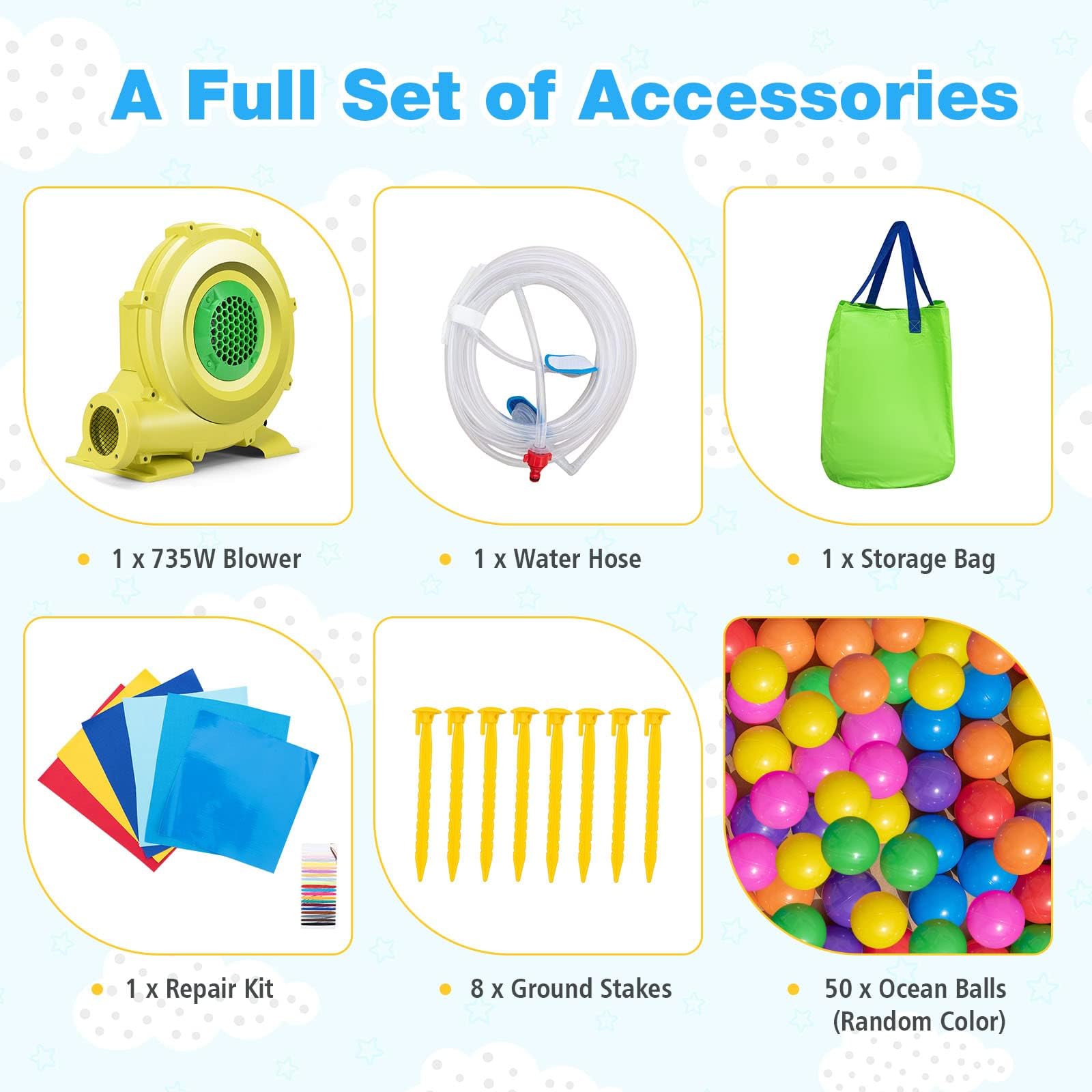 BOUNTECH Inflatable Water Slide with Ball Pit - 735W Blower Included - Kids Bounce House for Outdoor Backyard Parties, Summer Fun, Birthday Gifts & Water Play Activities