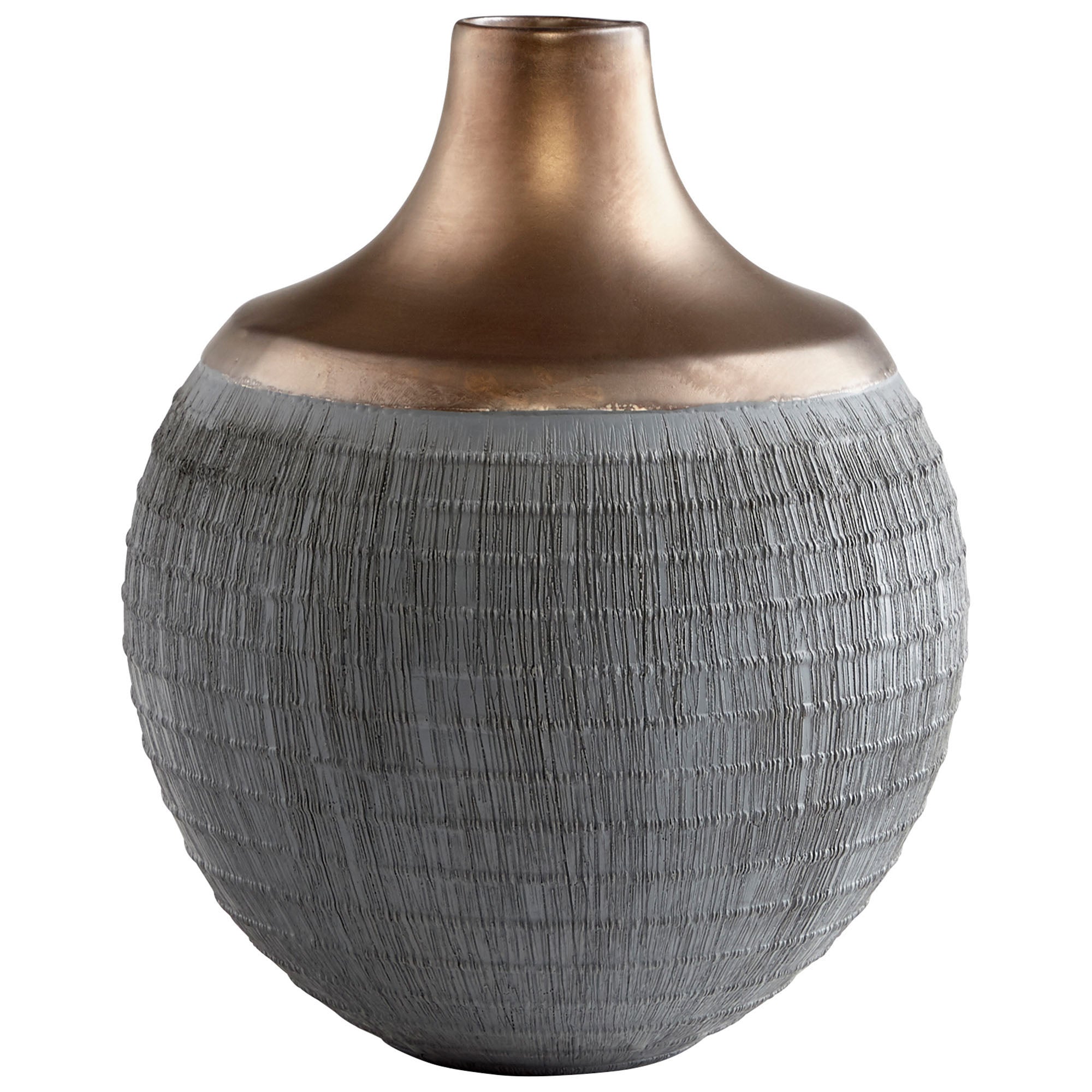 Cyan Design 09005 Osiris Vase - Charcoal Grey & Bronze Finish, Medium Size Home Decor for Living Room, Dining Table, or Office Centerpiece