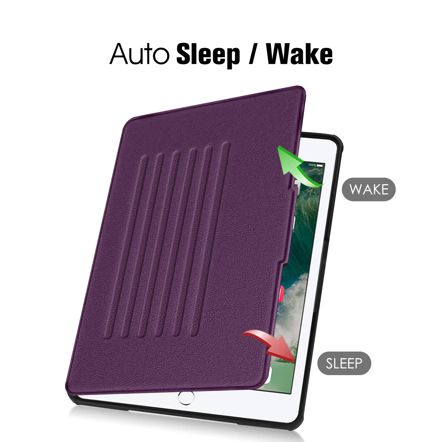 Fintie Magnetic Stand Case for iPad 6th/5th Generation (2018/2017), iPad Air 2/Air 1 (9.7 Inch) - Shockproof Rugged TPU Cover with Auto Wake/Sleep, Multiple Viewing Angles, Purple - Perfect for Work, Study, and Entertainment