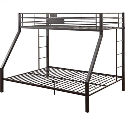 Bellemave Twin XL Over Queen Metal Bunk Bed with 2 Ladders - Space Saving Bunk Bed for Kids, Teens & Adults - Sturdy Sandy Black Frame - Perfect for Dorms, Guest Rooms & Small Spaces
