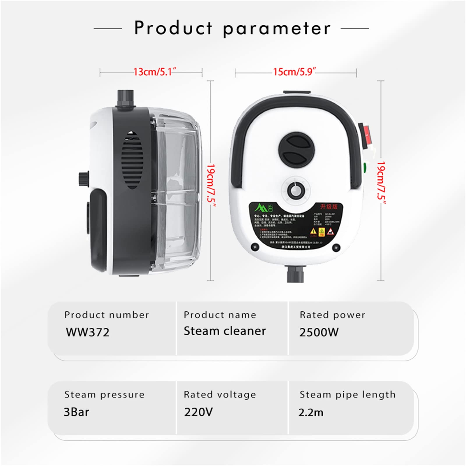 2500W High Pressure High Temperature Portable Handheld Steam Cleaner - 6 Adjustable Levels for Kitchen, Bathroom, Furniture & Car Cleaning - Deep Clean Grease, Grime & Stains with Powerful Steam