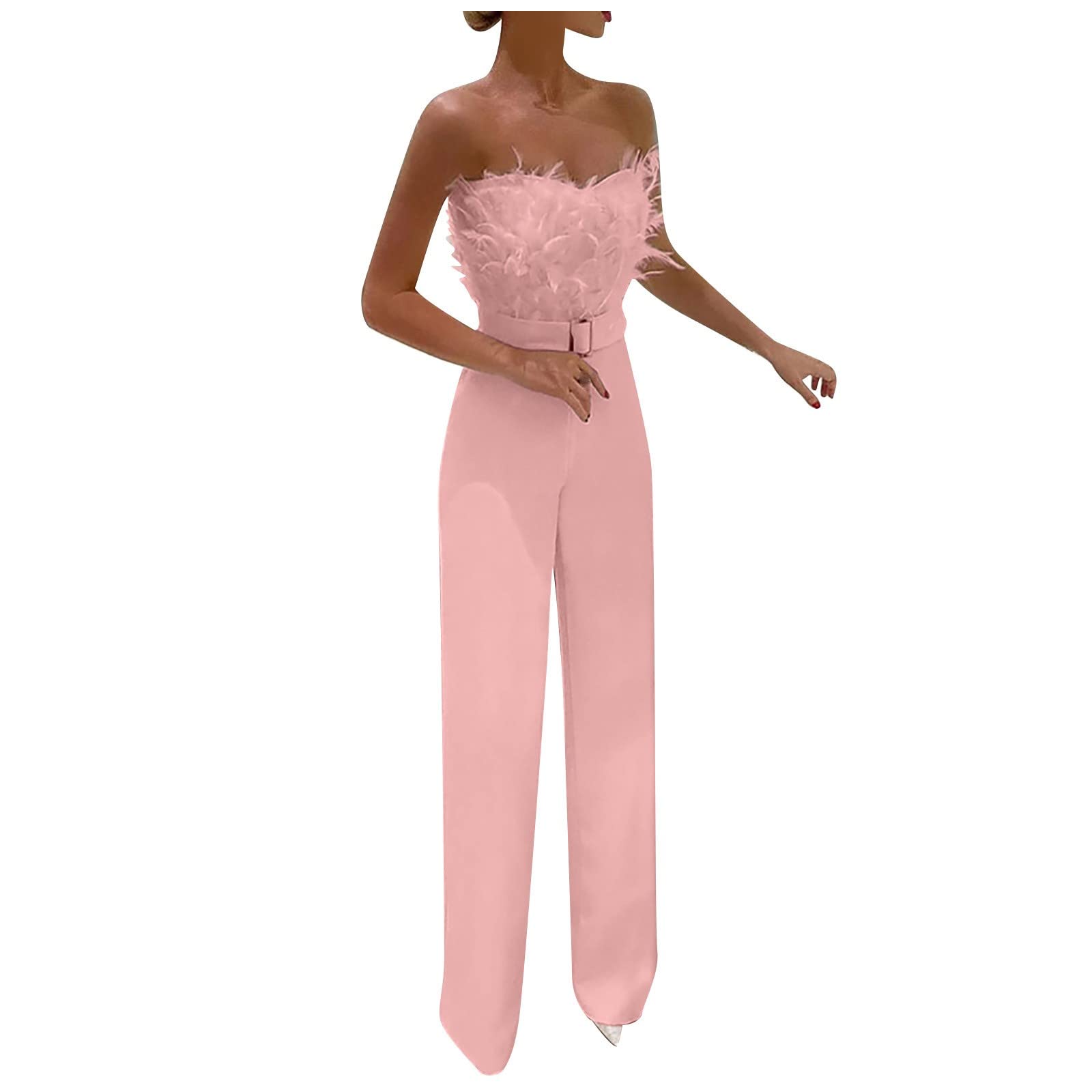 VIVIYY Women's Feather Loose Playsuit - Off Shoulder Jumpsuit Romper for Wedding Guest, Summer Vacation & Casual Outings | Perfect for Beach Parties, Date Nights & Leisure Wear