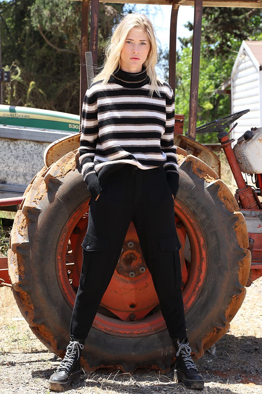 Women's Cashmere Cargo Pants - 100% Soft Breathable Stretch Fit with Side Pockets | Perfect for Travel, Work & Casual Outfits