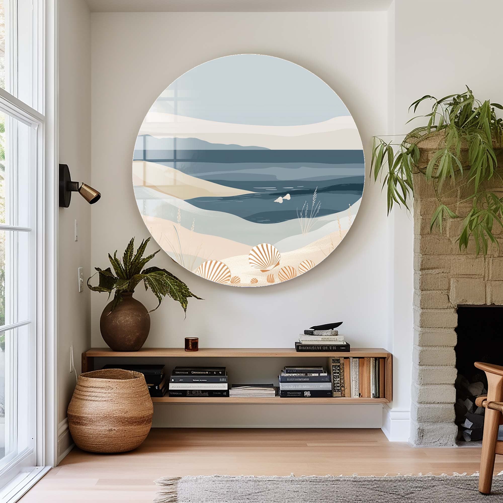 Layers of Beach Rounded Glass Wall Art - Coastal Home Decor for Living Room, Bedroom & Office - Perfect for Beach House, Boho & Modern Interiors