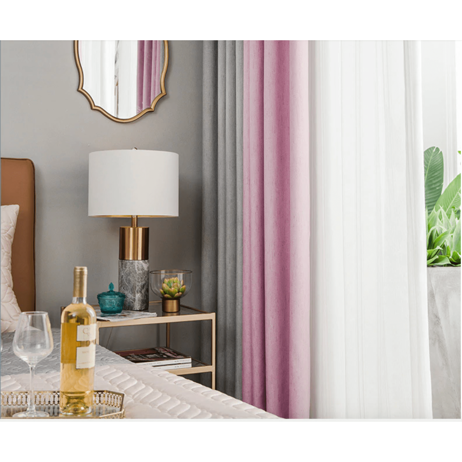 Brittany 2-Tone Blackout Curtains - Pink & Gray Thermal Insulated Drapes for Bedroom & Living Room | Noise Reducing & Light Blocking Window Treatments