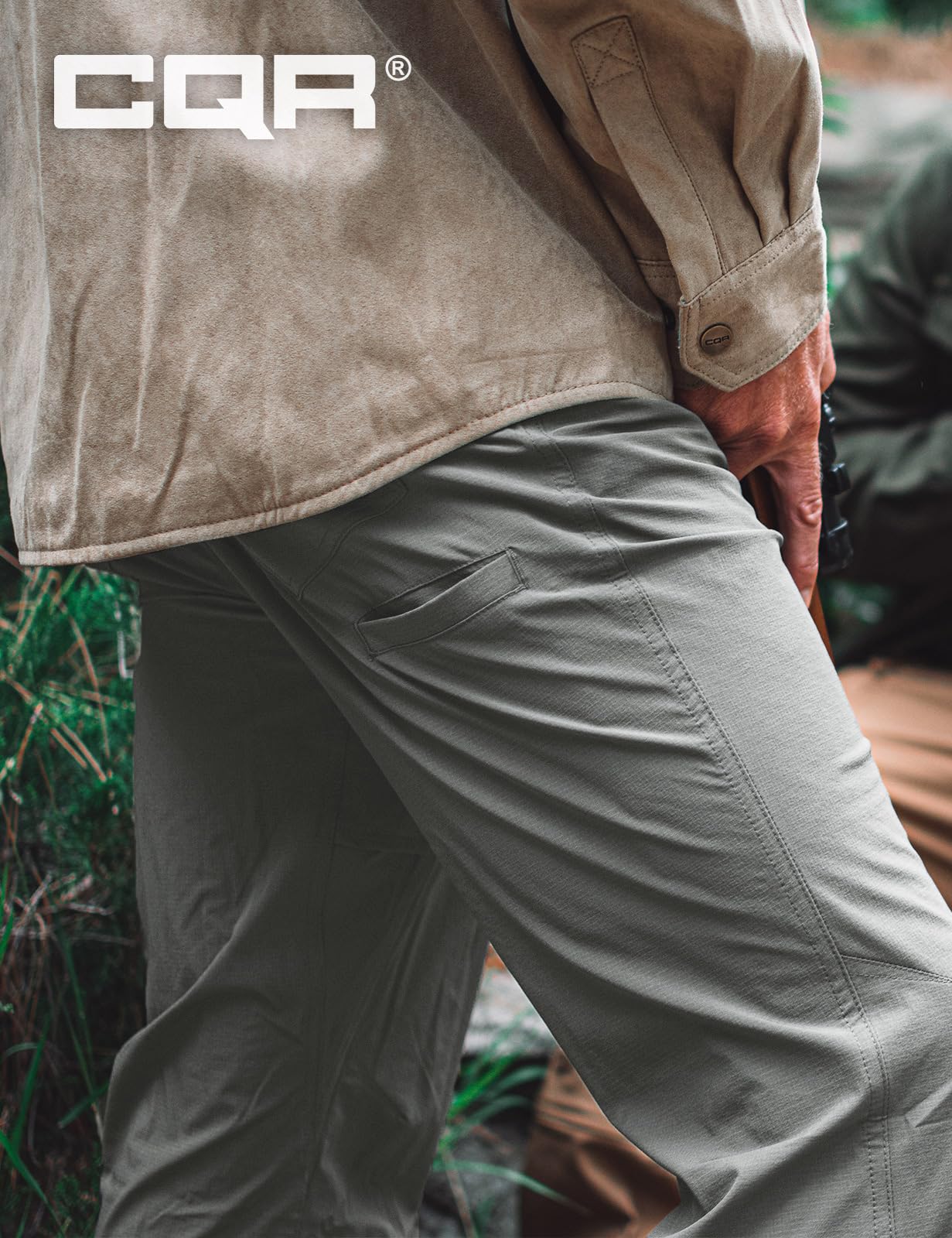 CQR Men's Vent Stretch Cargo Pants - Cool Dry Lightweight Work Pants with Water Resistant & Straight Fit for Outdoor Hiking, Camping and Casual Wear