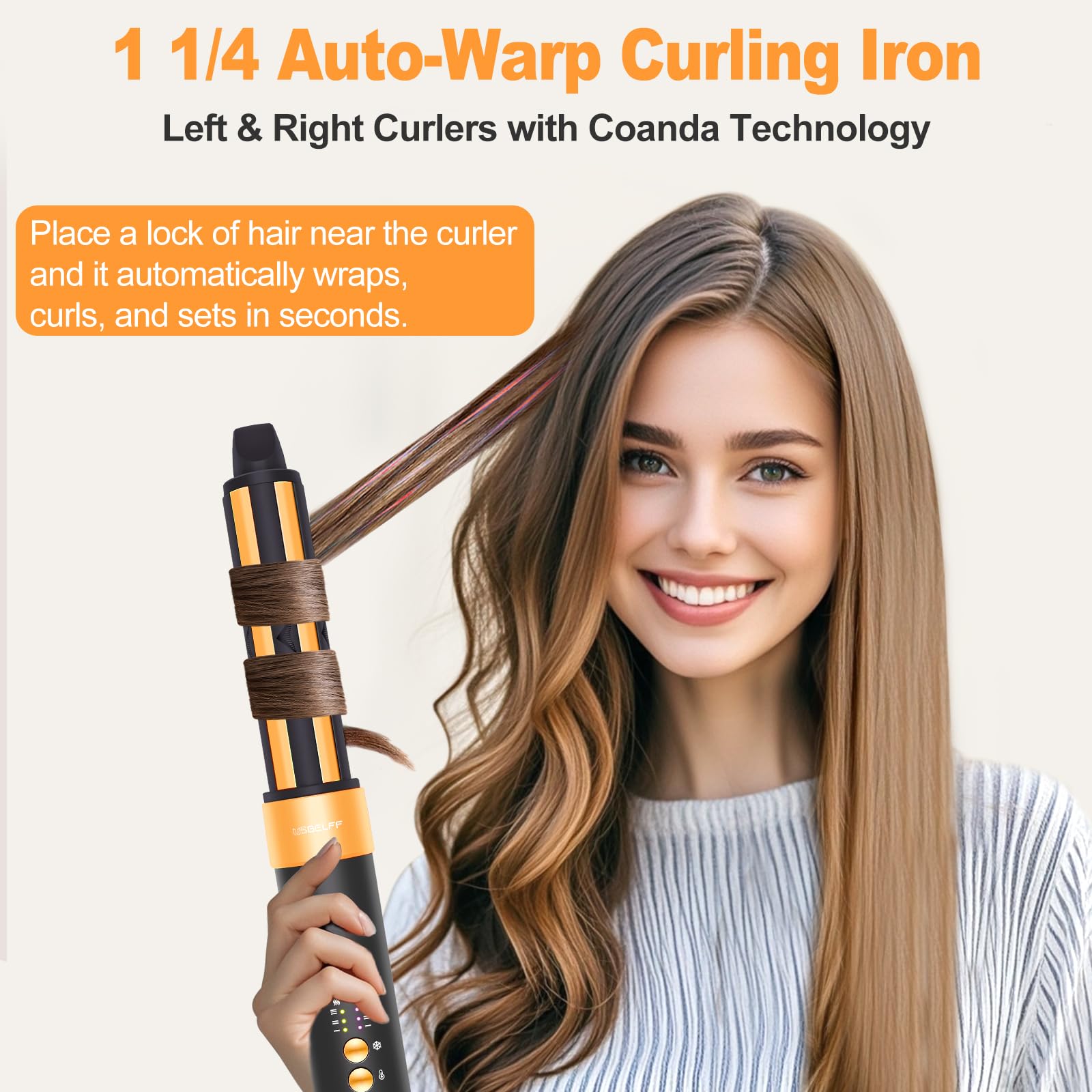 Professional Air Styler Hair Dryer Brush - 110,000 RPM Powerful Blow Dryer for Fast Drying, Curling & Volumizing | Auto-Wrap Curlers, Oval Brush & Round Nozzle | Salon-Quality Styling at Home (Black-Orange) - Perfect for Daily Hair Care, Salon Styling & Travel