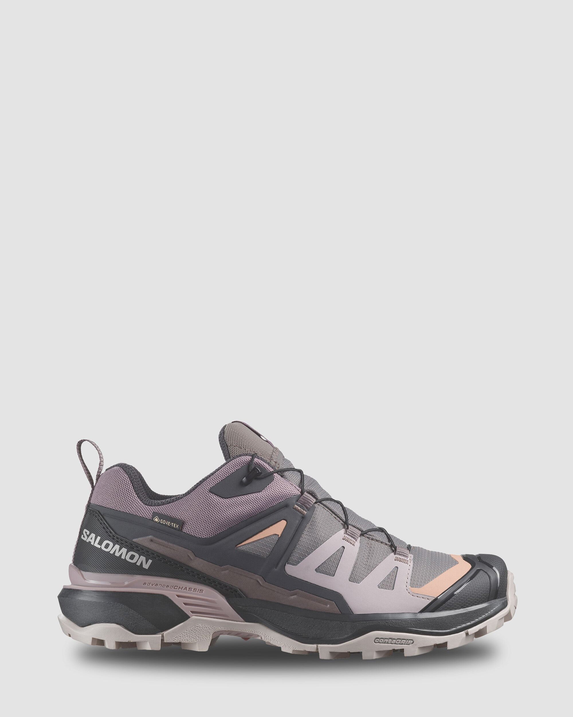Women's Salomon X Ultra 360 GTX Waterproof Hiking Shoes - Lightweight Trail Running Shoes for Women with Gore-Tex Technology | Plum Kitten/Phantom/Cork | Perfect for Outdoor Adventures, Hiking & Backpacking
