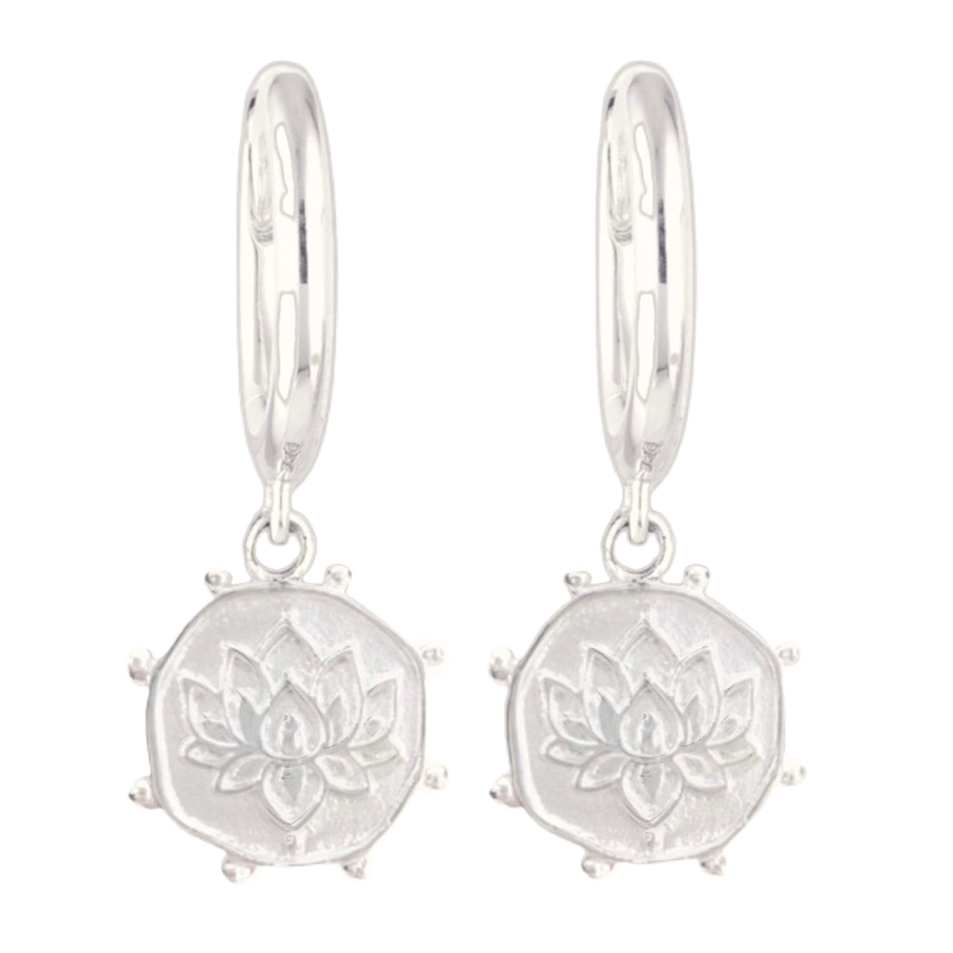 Laihas Sterling Silver Lotus Flower Hoop Earrings - Handcrafted Boho Jewelry for Women, Perfect Gift for Yoga Lovers & Nature Inspired Fashion