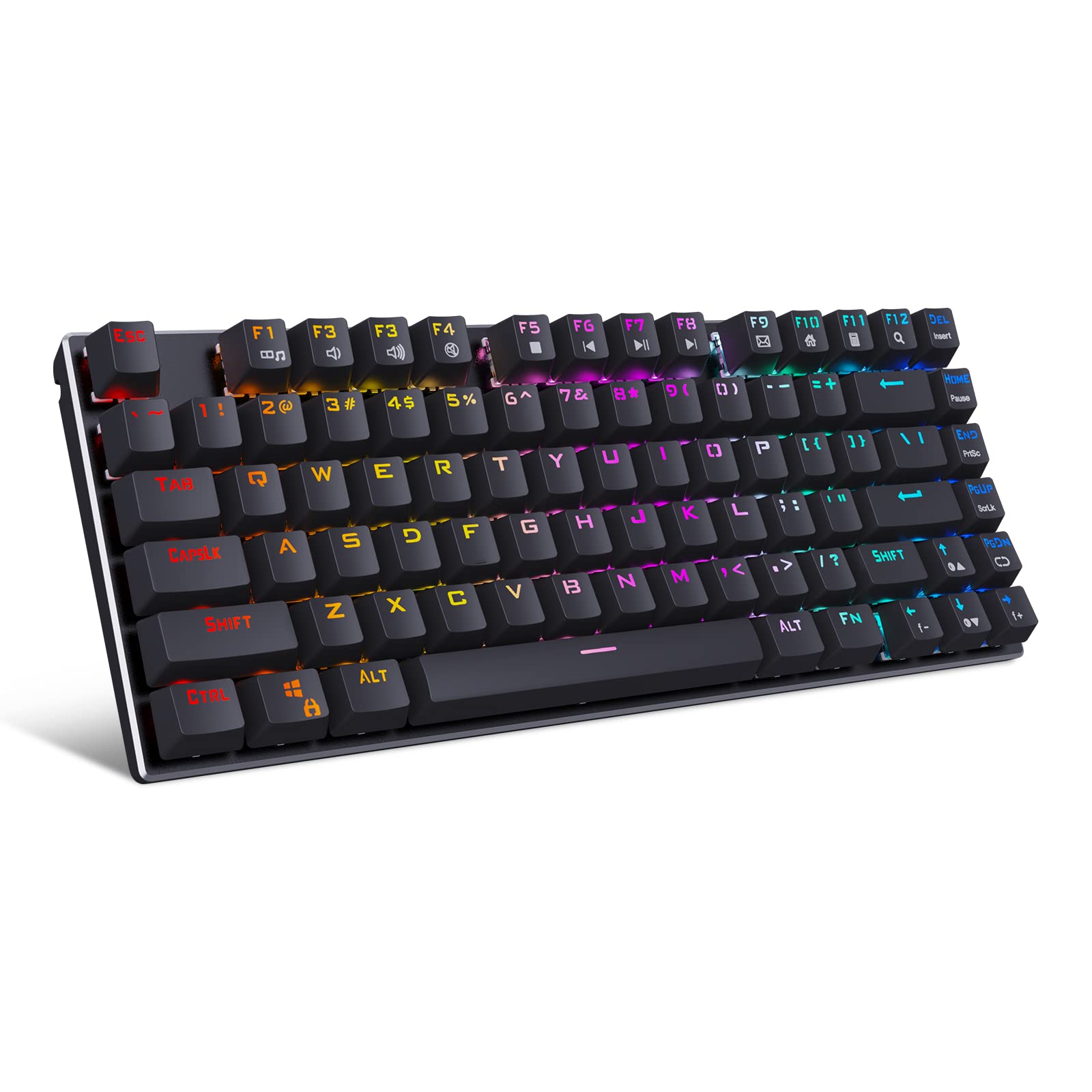 HUO JI E-Yooso Z-88 RGB Mechanical Gaming Keyboard - 81 Key Compact Design with Metal Panel & Hot-Swappable Brown Switches for Mac/PC (Black) - Perfect for Gaming, Office Work & Typing Enthusiasts