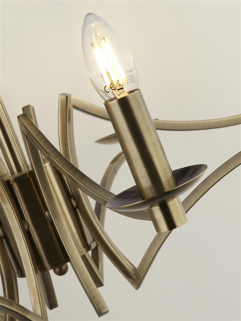 6/8 Light Ascot Multi-Arm Pendant Light Fixture in Antique Brass & Chrome Finish - Perfect for Dining Room, Kitchen Island, or Entryway Lighting