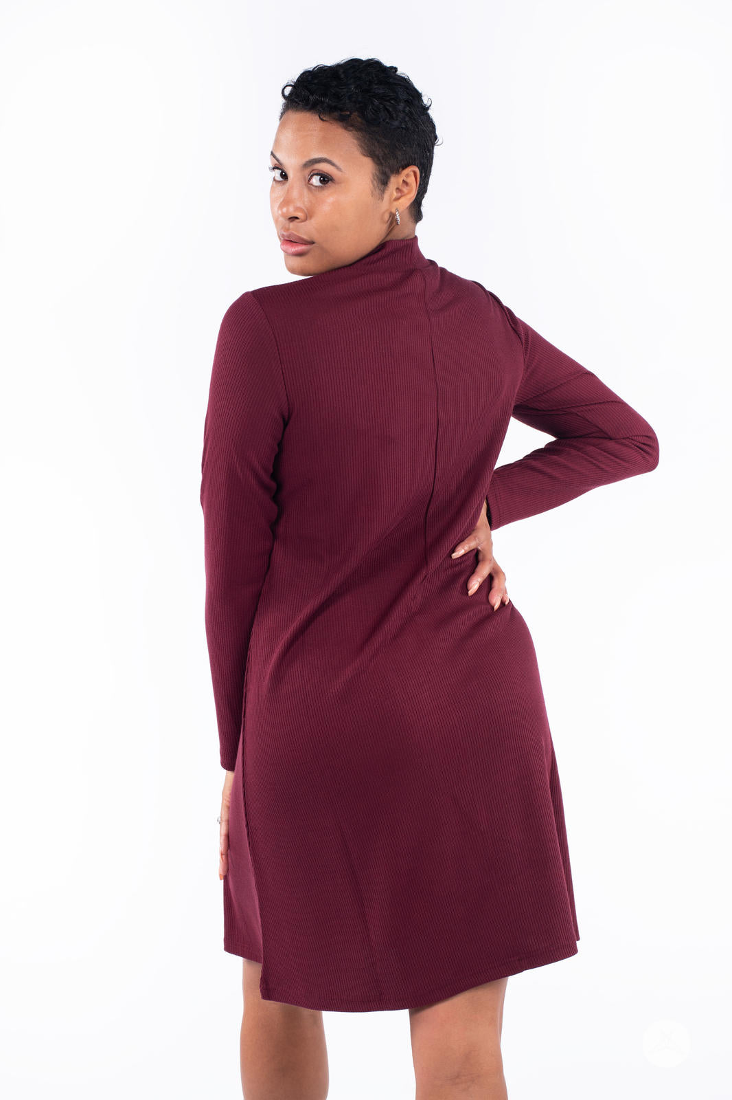Elegant Mock Neck Ribbed Dress for Women - Stretchy Bodycon Midi Dress for Casual, Office & Party Wear | Perfect for Date Night, Work & Special Occasions