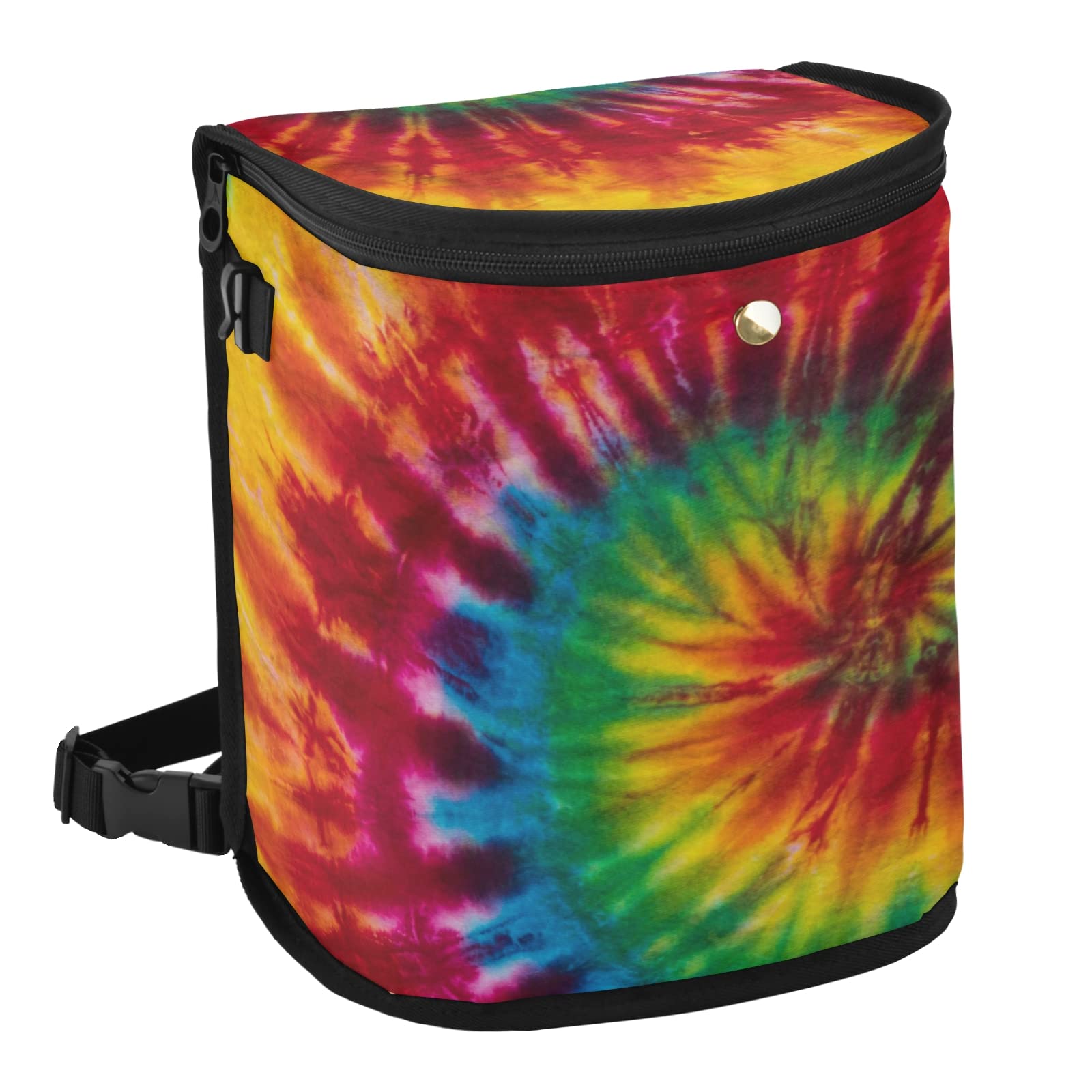 JUNZAN Tie Dye Swirl Car Trash Can - Leakproof Hanging Trash Bag with Lid for Minivan, Truck, Van & SUV - Cute Auto Garbage Bin for Women - Perfect for Road Trips, Commuting & Keeping Your Vehicle Clean