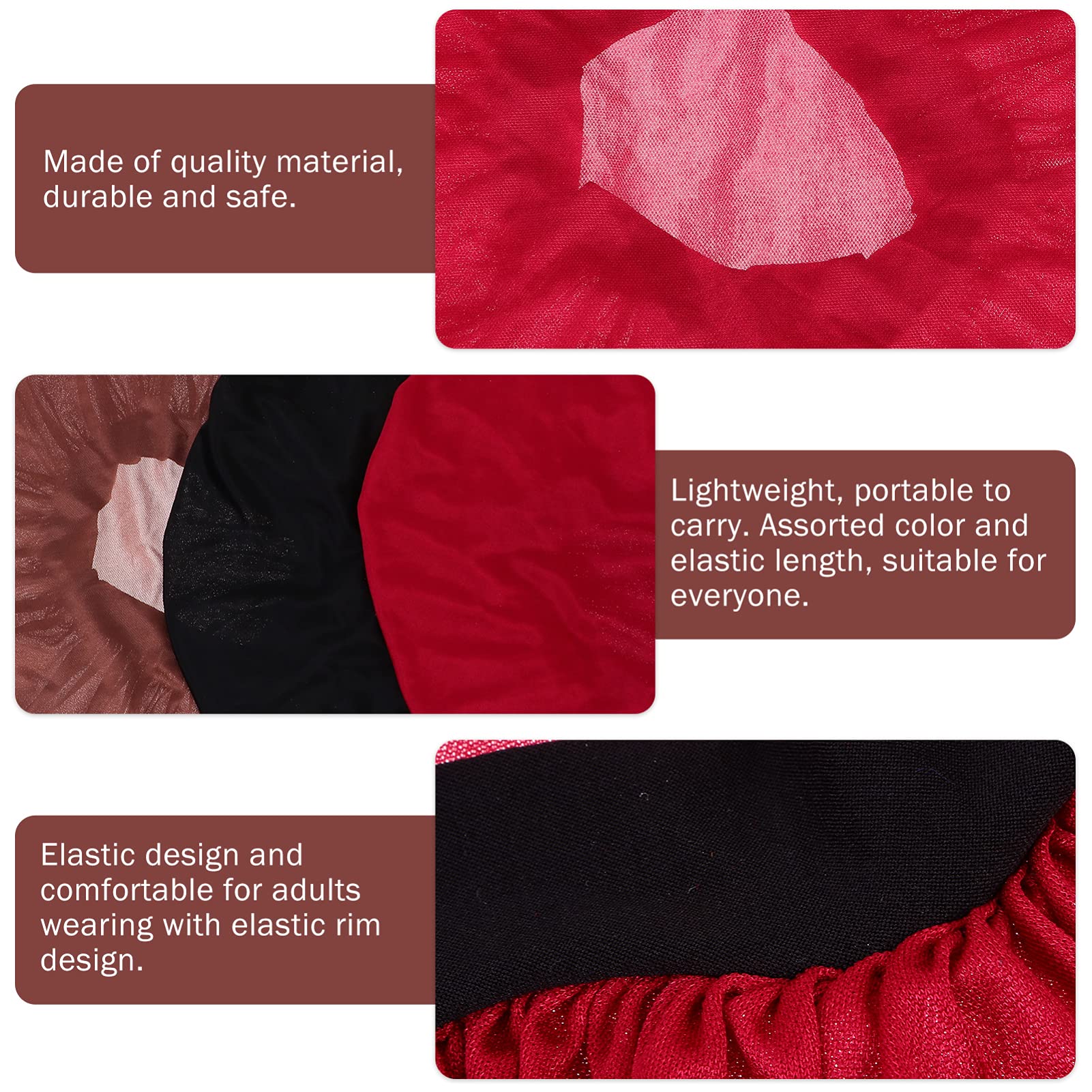 6 Pcs Satin Silk Sleep Cap for Women - XXL Shower Hat, Hair Protective Turban, Headband & Scarf for Long Hair - Perfect for Showering, Sleeping & Styling