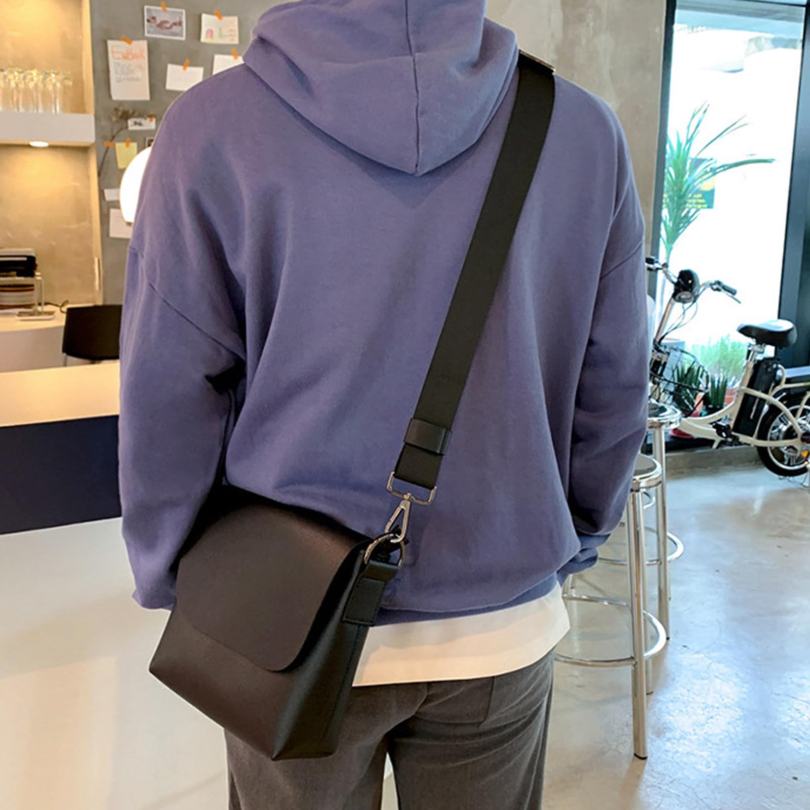 Premium Genuine Leather Flap Messenger Bag for Men - Small Black Crossbody Shoulder Bag - Ideal for Work, Travel & Everyday Use