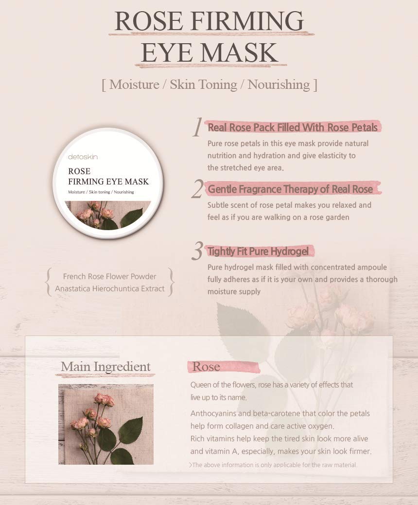 Rose Firming Eye Mask 60 Sheets | Under Eye Collagen Patches for Puffy Eyes, Dark Circles & Wrinkles | Hydrating & Nourishing Eye Pads | Reduce Bags & Fine Lines | Perfect for Night Routine & Travel Skincare