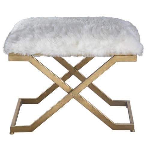 23.63 Inch Small Fur Bench - Soft and Cozy Upholstered Seat for Living Room, Bedroom, or Entryway - Farran Home Decor