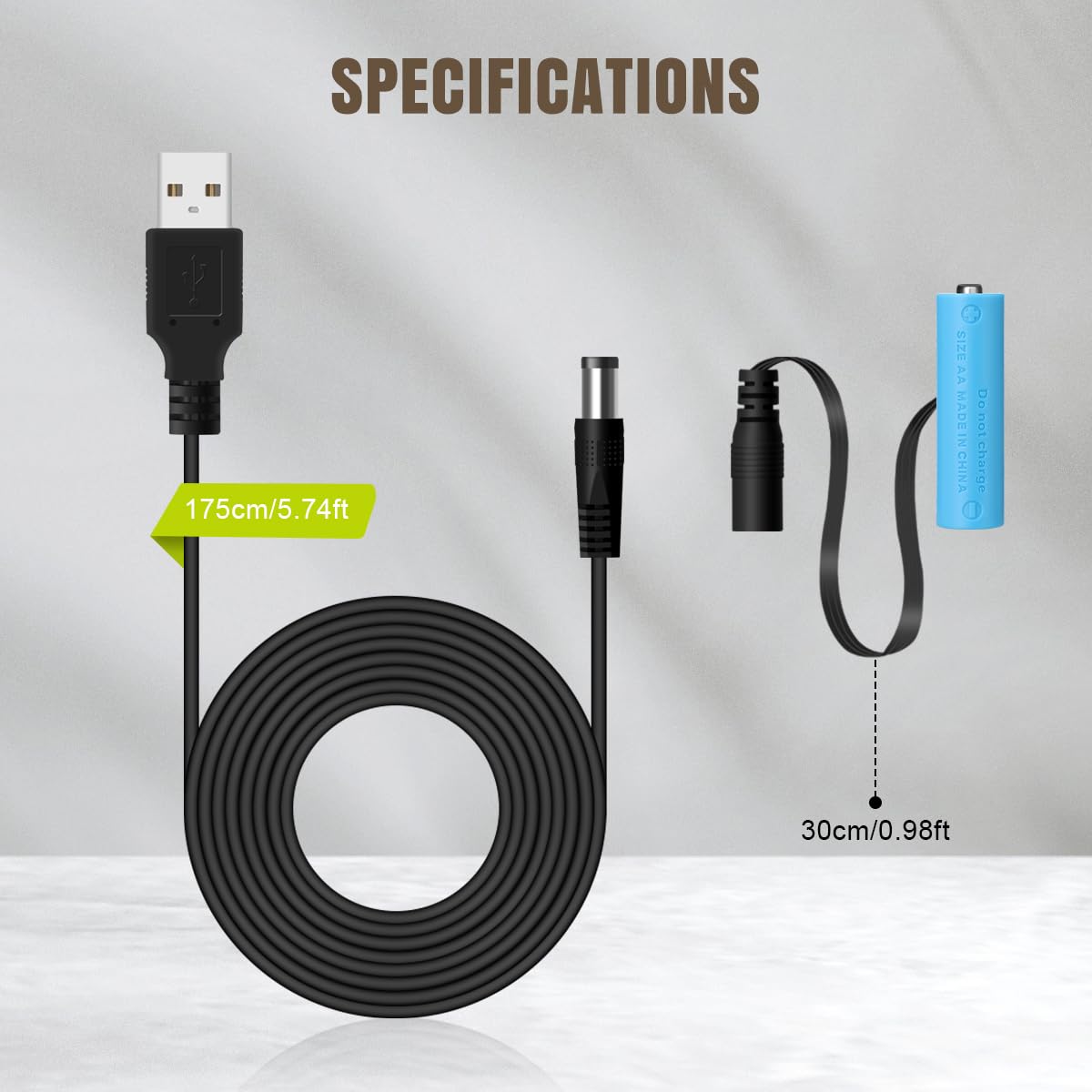 Lenink AA Battery Power Supply Cable - Replacement for AA Batteries | Portable Power Solution for Cameras, Toys, and Electronics