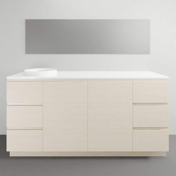 ADP Glacier Lite Door and Drawer Trio Vanity with Solid Surface Top - Modern Bathroom Vanity Set with Storage for Small Spaces, Perfect for Apartments and Powder Rooms