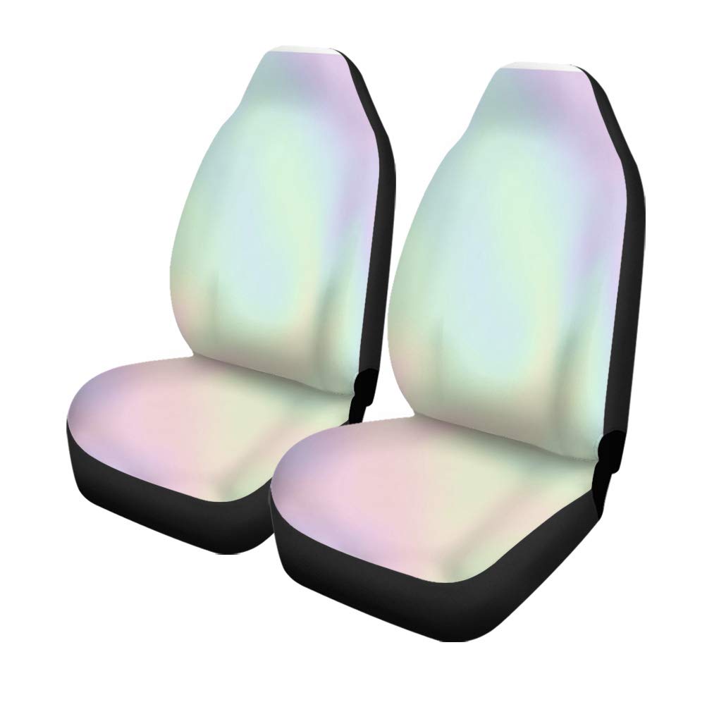 Pinbeam Iridescent Holographic Car Seat Covers - Set of 2, Universal Fit for Cars, Trucks & SUVs | Waterproof Auto Accessories with Pearlescent Gradient in Pastel Hues | Perfect for Road Trips, Daily Commutes & Vehicle Protection