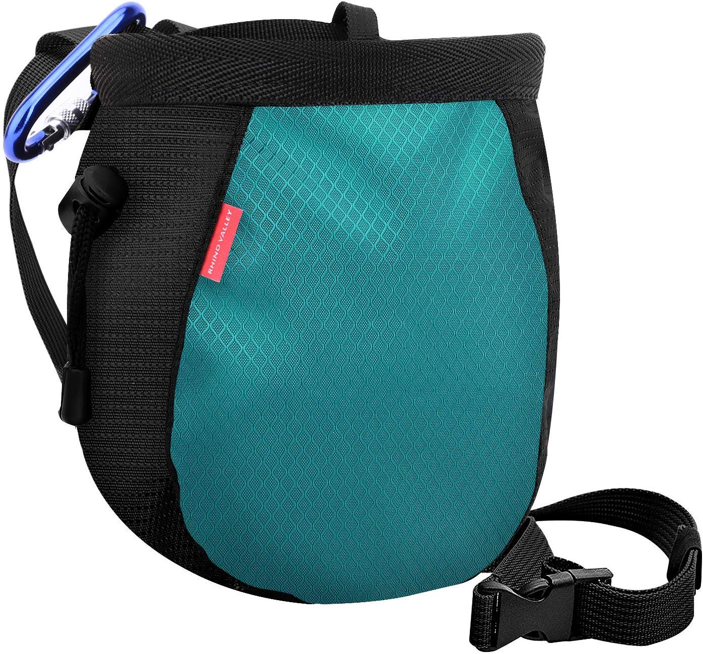 **Rhino Valley No-Leak Climbing Chalk Bag with Adjustable Belt, Carabiner Clip & Zippered Pockets – Perfect for Rock Climbing, Bouldering, CrossFit, Weightlifting & Gymnastics**