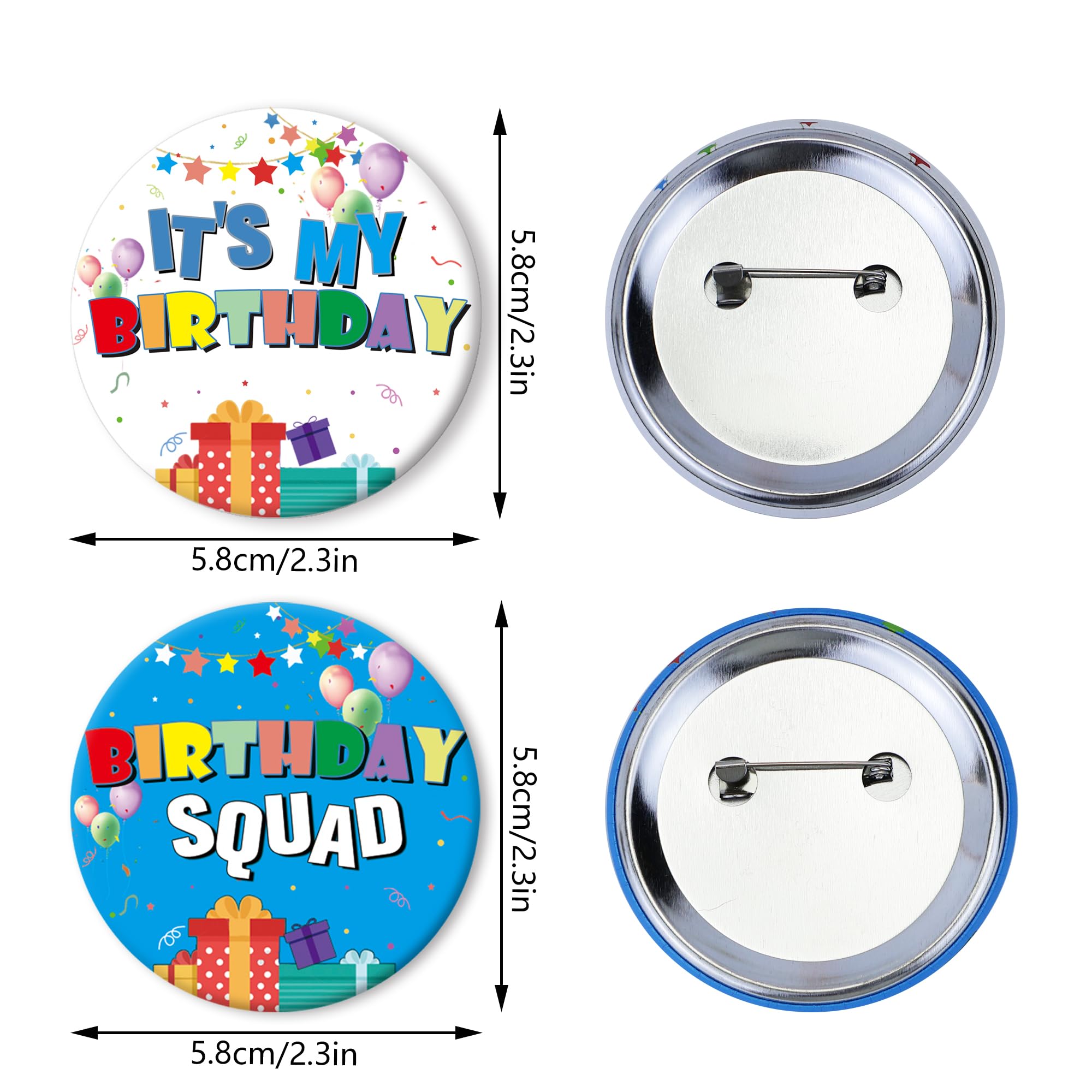 9pcs Birthday Pin Set - Its My Birthday Pin & Birthday Squad Pins (2.3inch) for Women & Men - Birthday Girl & Boy Buttons - Party Decorations & Gifts - Perfect for Birthday Parties, Celebrations & Group Events