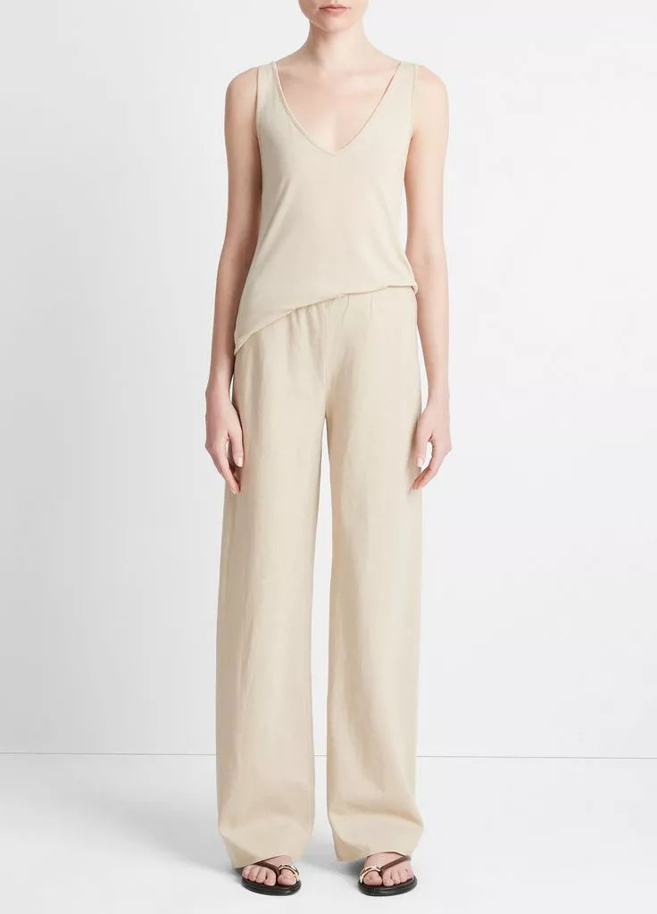 Premium Cotton Blend High Waist Bias Cut Pants - Comfortable & Flattering Fit for Women | Perfect for Office Wear, Casual Outings & Travel | White Oak Color