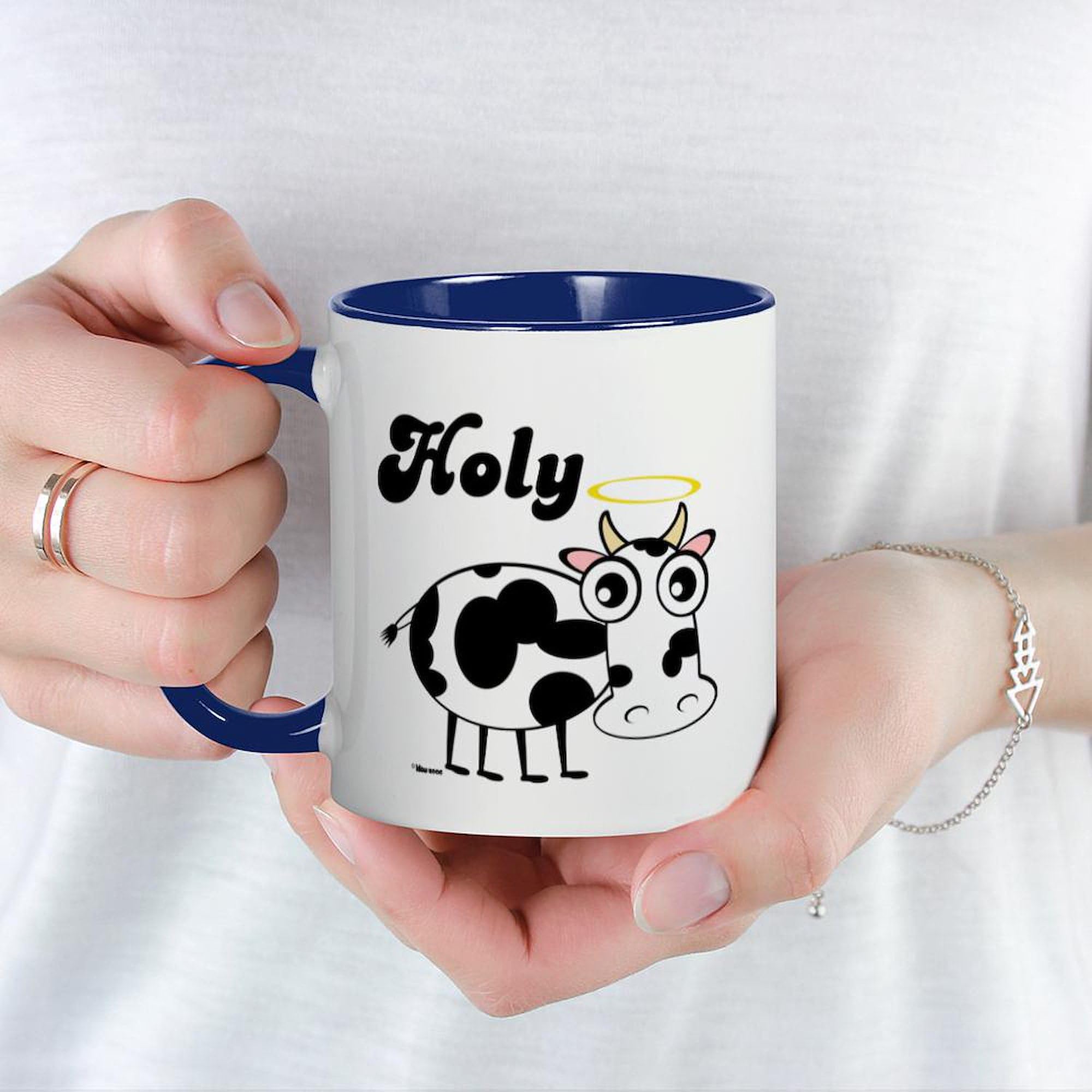 HOLY COW 11 oz Ceramic Coffee Mug (325ml) - Funny Novelty Cup for Coffee, Tea & Hot Drinks - Perfect Gift for Cow Lovers, Office Humor & Farmhouse Decor