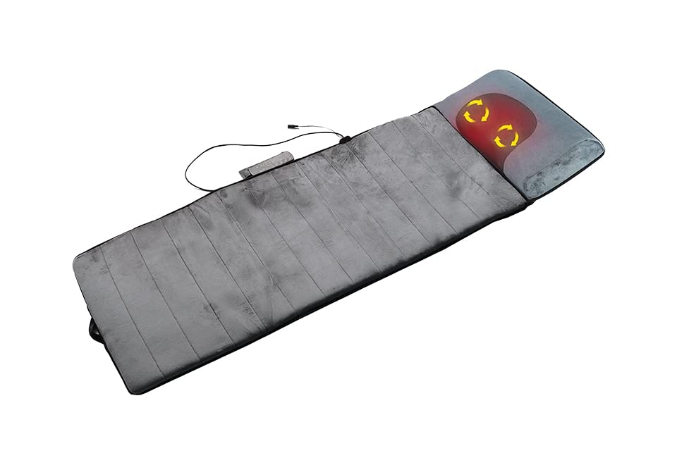 Premium Heated Full Body Massage Mat with Adjustable Headrest - Electric Shiatsu Massager for Back, Neck & Shoulder Pain Relief - Perfect for Home, Office & Relaxation Therapy