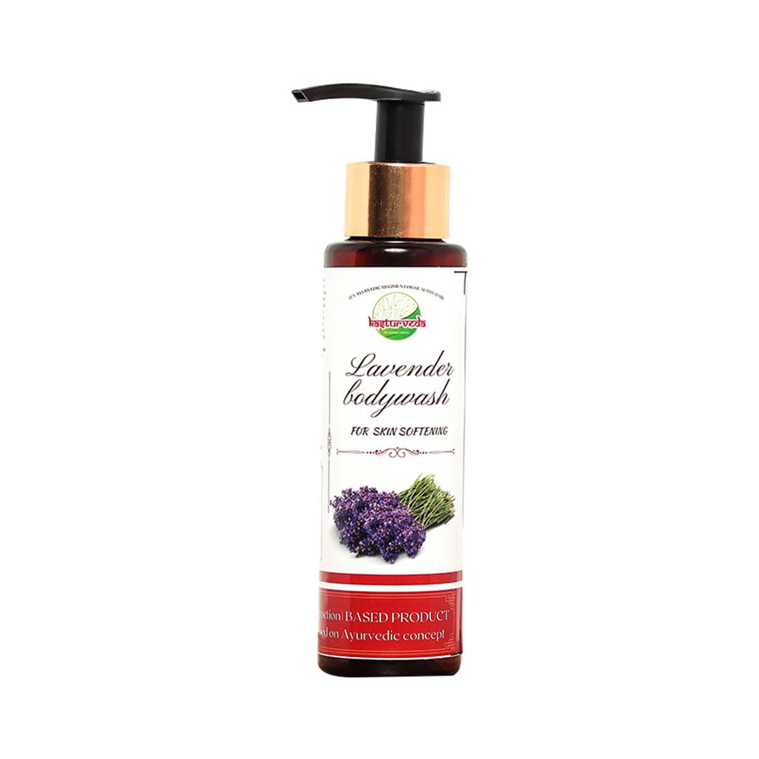 Kasturveda Lavender Body Wash & Shower Gel - Natural Hydrating Body Cleanser for Men & Women (200ml) | Relaxing Aromatherapy for Stress Relief & Better Sleep