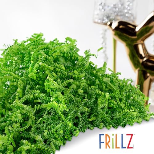 FRILLZ Crinkle Cut Paper Shred Filler - 1 Pound Lime Green Gift Basket Filling for Birthday, Wedding, Anniversary & Easter - Perfect for Gift Wrapping, Package Protection & Decorative Displays