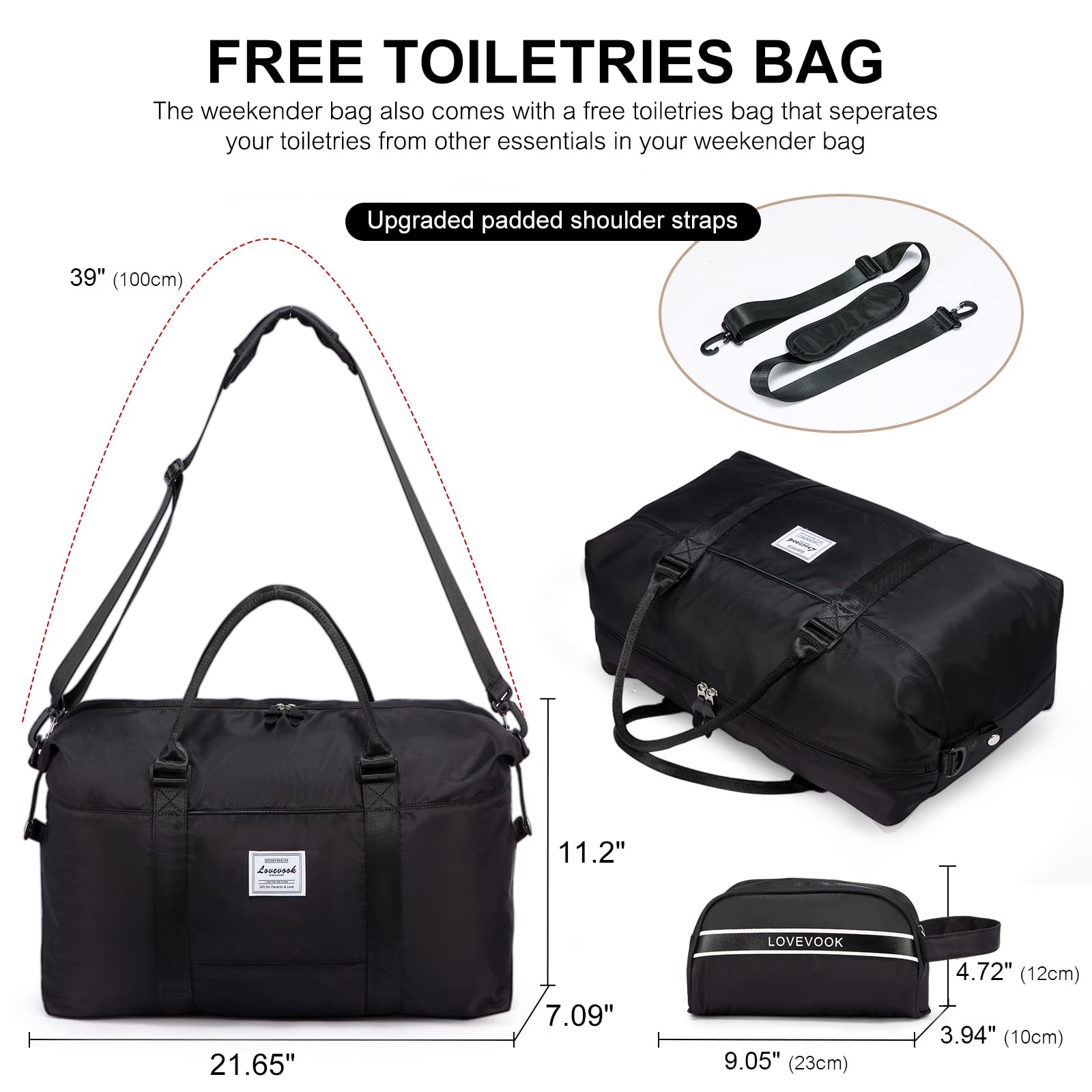 LOVEVOOK Women's Weekender Bag - Stylish Travel Tote, Gym Duffel & Carry On Overnight Bag with Toiletry Pouch - Perfect for Weekend Getaways, Workouts & Hospital Visits