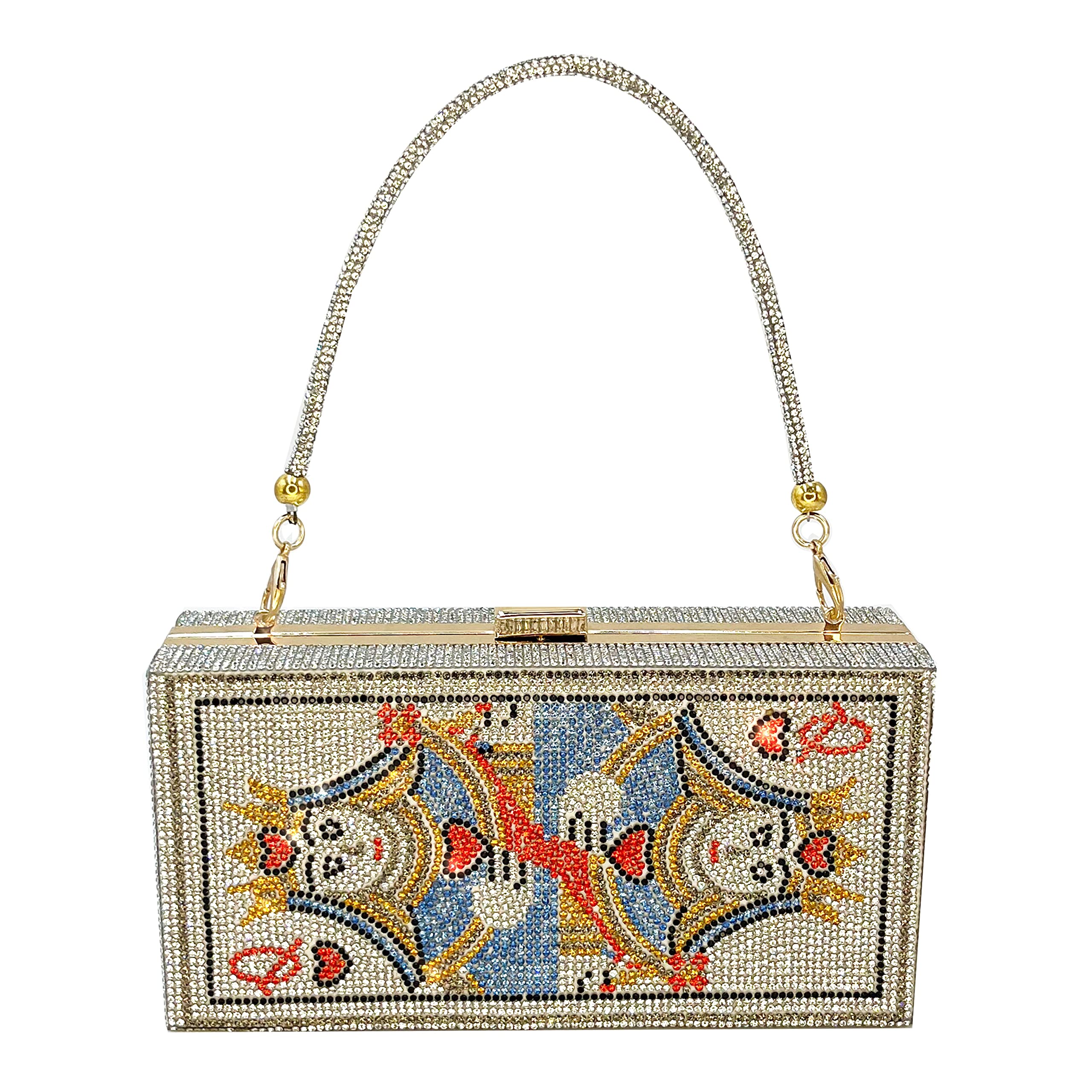 Diamond Women's Evening Handbag Purse - Pearl & She Minaudiere Clutch Bag with Stack of Cash Dollars Crystal Design | Perfect for Gala, Wedding & Formal Events