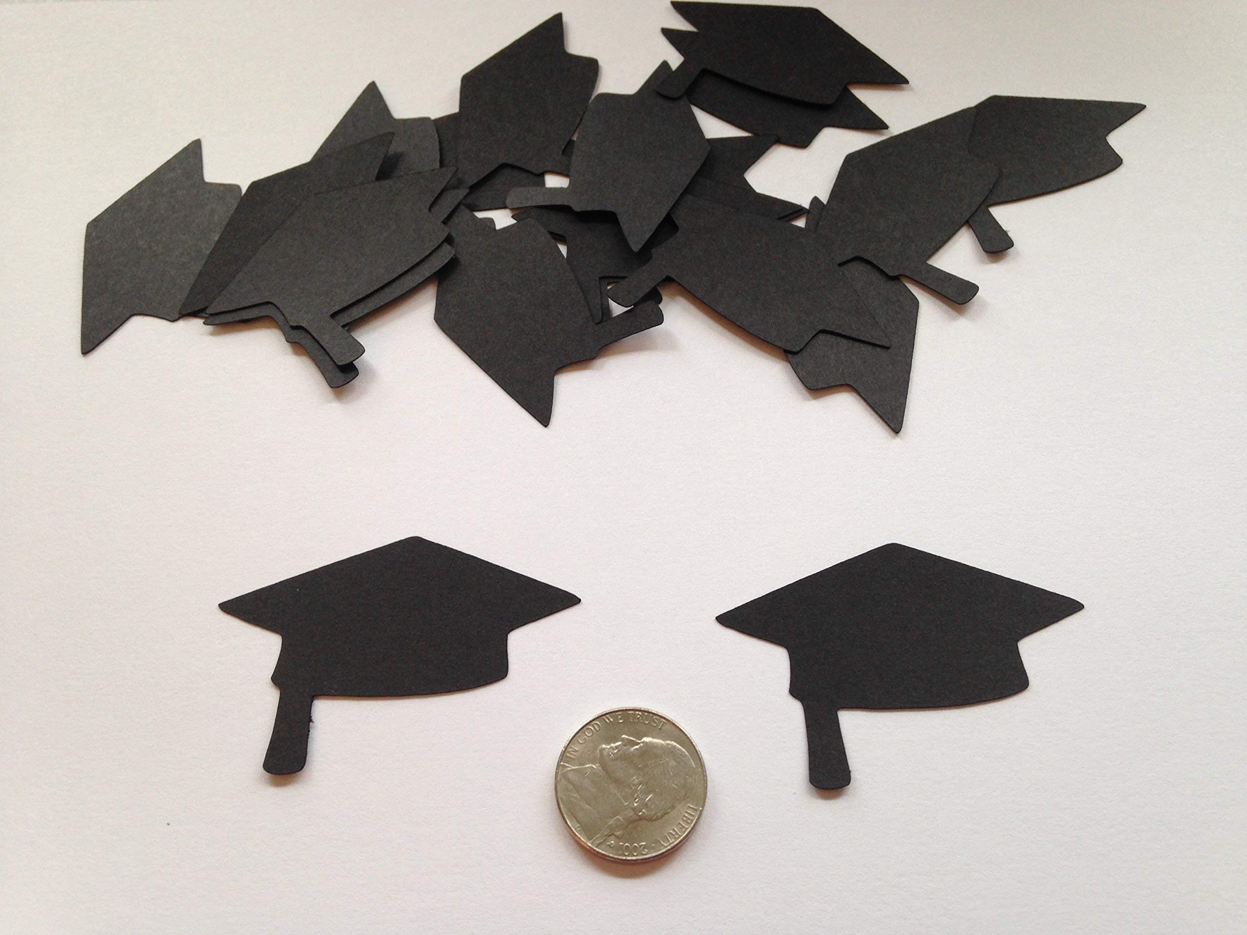 2 Inch Black Graduation Cap Die Cuts - Bulk Graduation Cap Cut Outs for Scrapbooking, Confetti & Party Decorations - Perfect for Graduation Celebrations, DIY Crafts & School Events