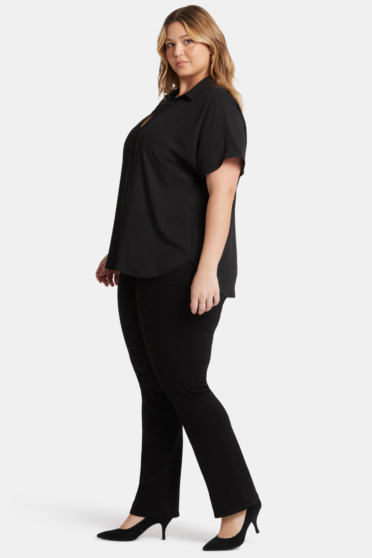Becky Plus Size Short Sleeve Blouse for Women - Black | Comfortable Casual Top for Work & Everyday Wear
