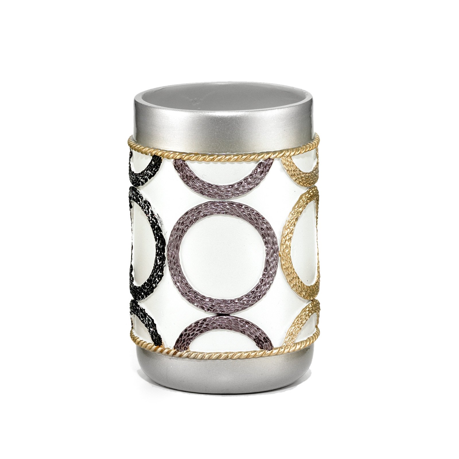 Stylish White & Silver Bath Tumbler with Rings Collection - Perfect for Spa Days, Bridal Showers & Home Decor