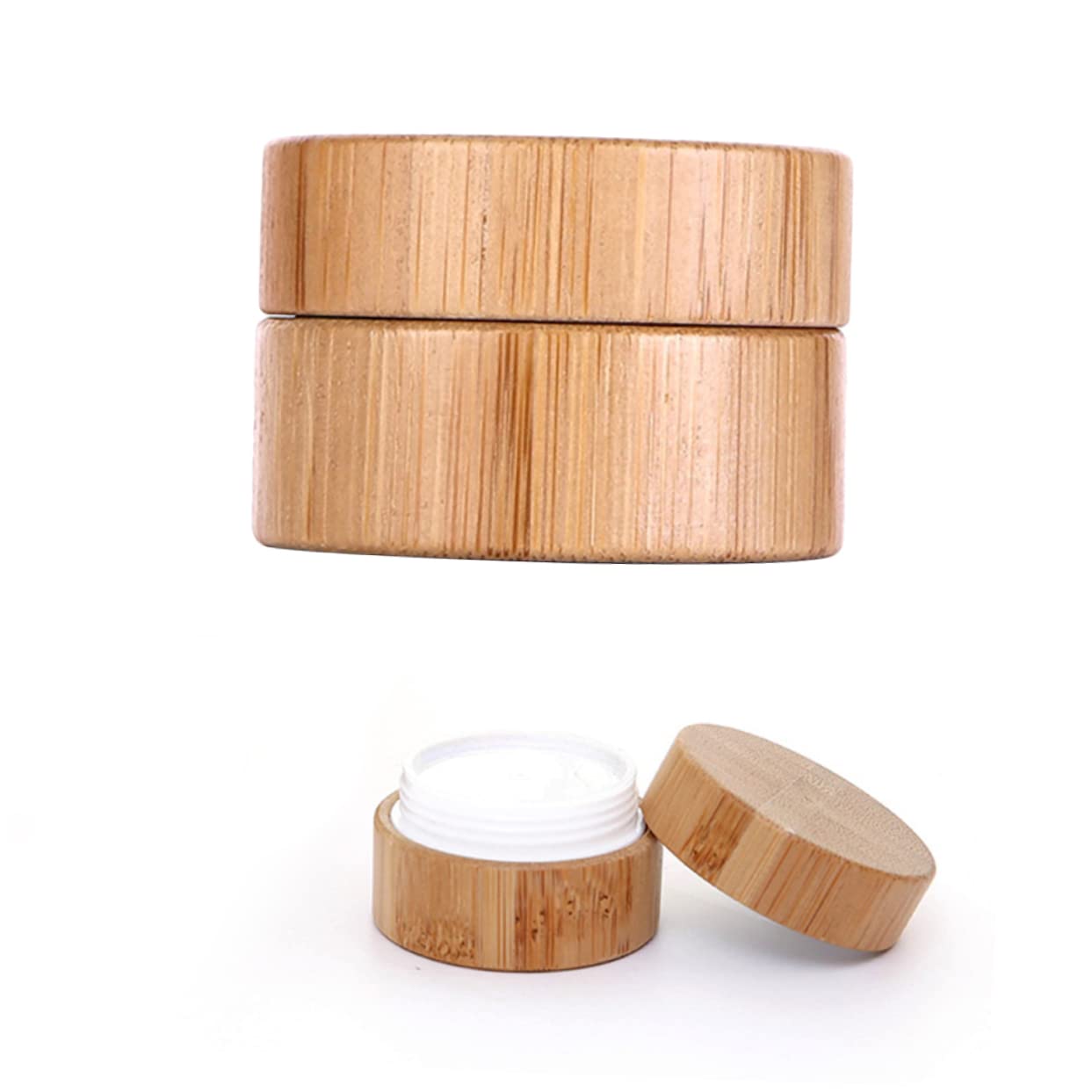 FRCOLOR 1pc Refillable Cream Container - Leak Proof Travel Size Bottle for Cosmetics, Lotion & Skincare (Bamboo Pack) | Perfect for Gym, Travel & Daily Use