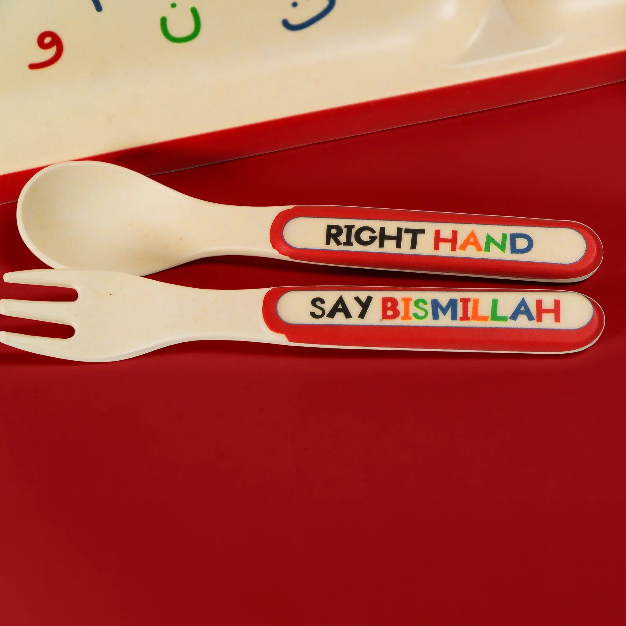 Arabic Alphabet Tableware Set - Arabic Learning Dinnerware for Kids - Educational Tableware for Arabic Language Beginners - Perfect for Family Meals & Cultural Learning