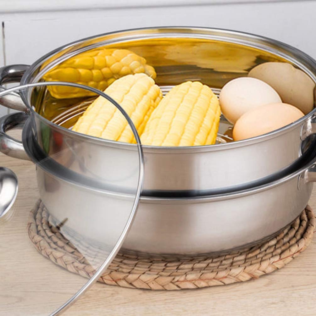 Premium Stainless Steel Double Layer Steamer Pot - Multi-Functional Stockpot for Boiling, Steaming & Cooking | Perfect for Home Kitchens, Restaurants & Meal Prep