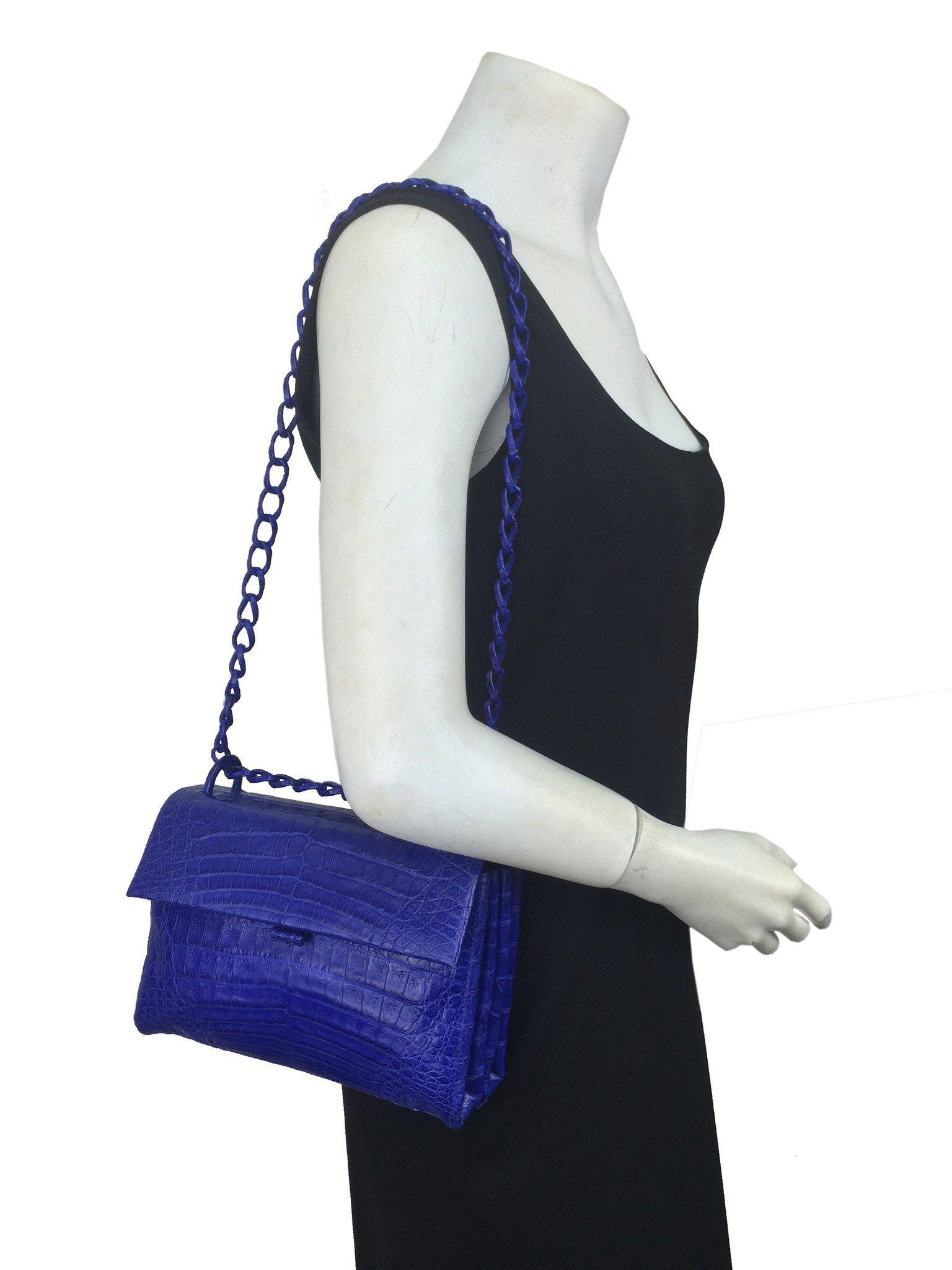 Nancy Gonzalez Genuine Crocodile Small Flap Shoulder Bag - Luxury Designer Handbag for Women, Perfect for Evening Parties & Special Occasions