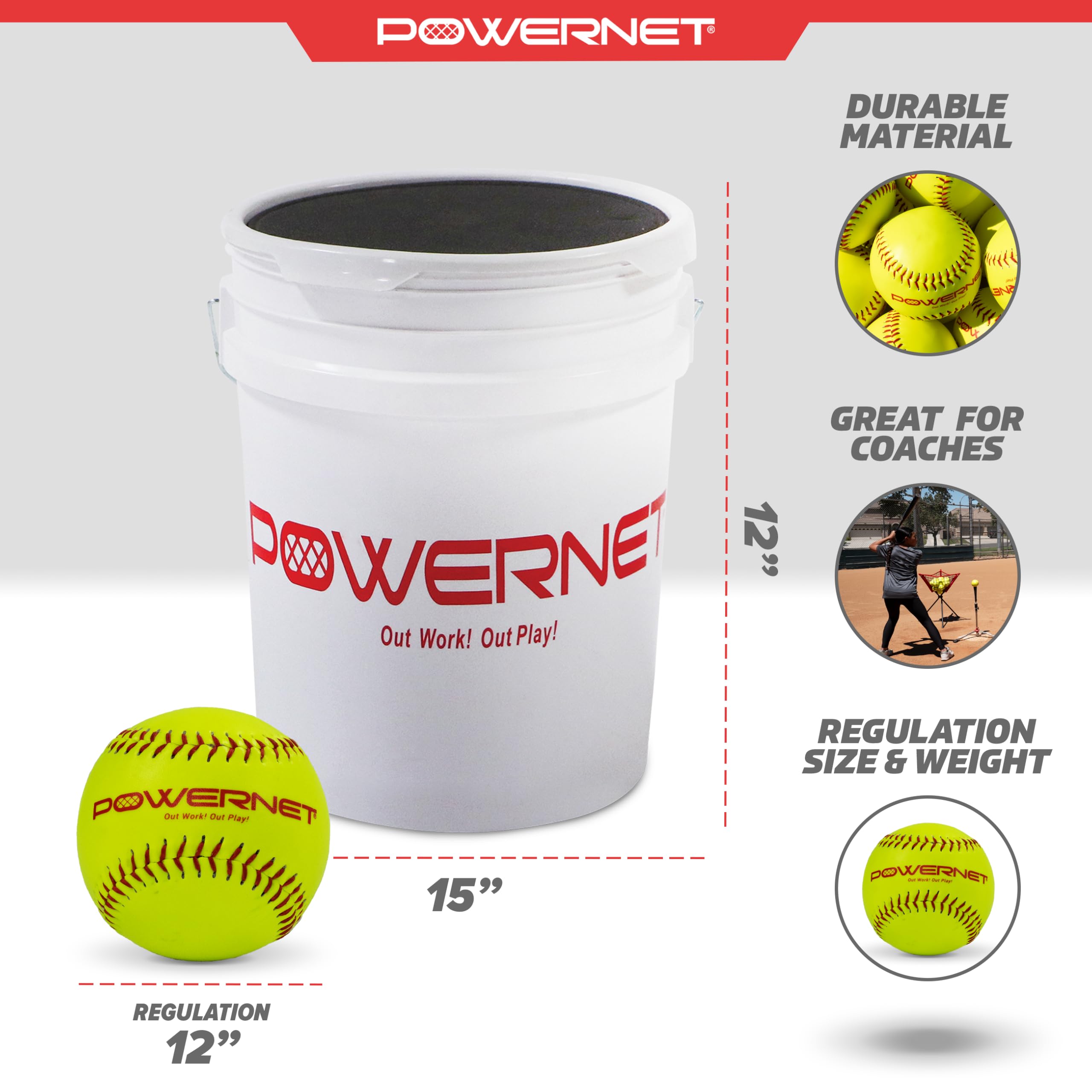 PowerNet Softball Training Equipment - Weighted & Flexi Balls for Batting Practice