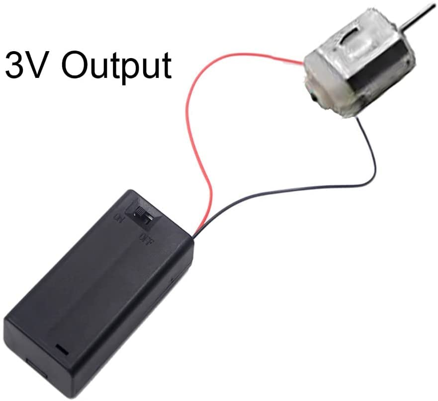 2-Pack AA Battery Holder with On/Off Switch - 1.5V Battery Case with Wire Leads for DIY Electronics, Science Projects & Emergency Lights