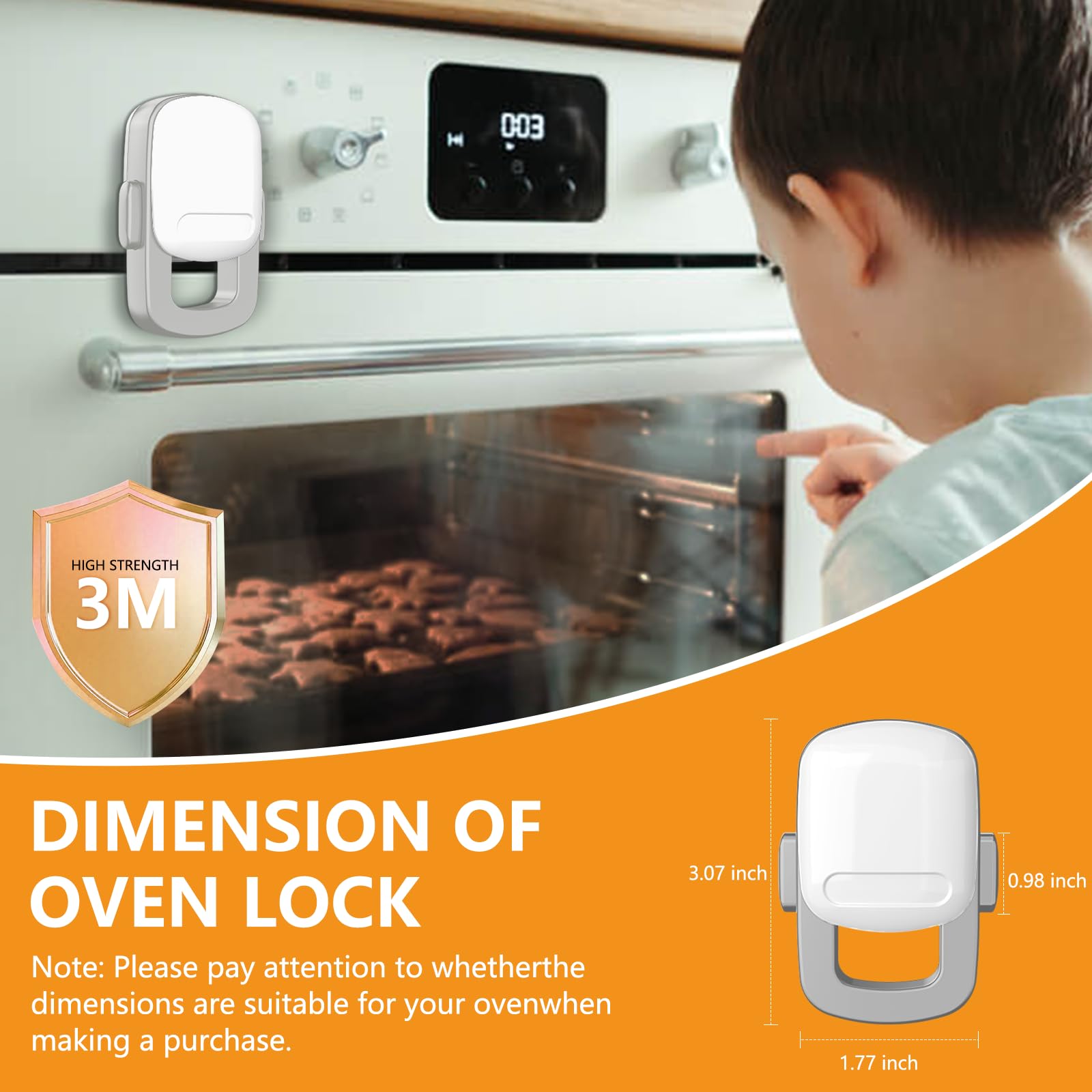 Baby Proofing Kit - Oven Door Lock Child Safety Latch with Double Button, Heat-Resistant & Easy Installation (1 Pack, Grey) - Essential Kitchen Safety for Toddlers & Curious Kids