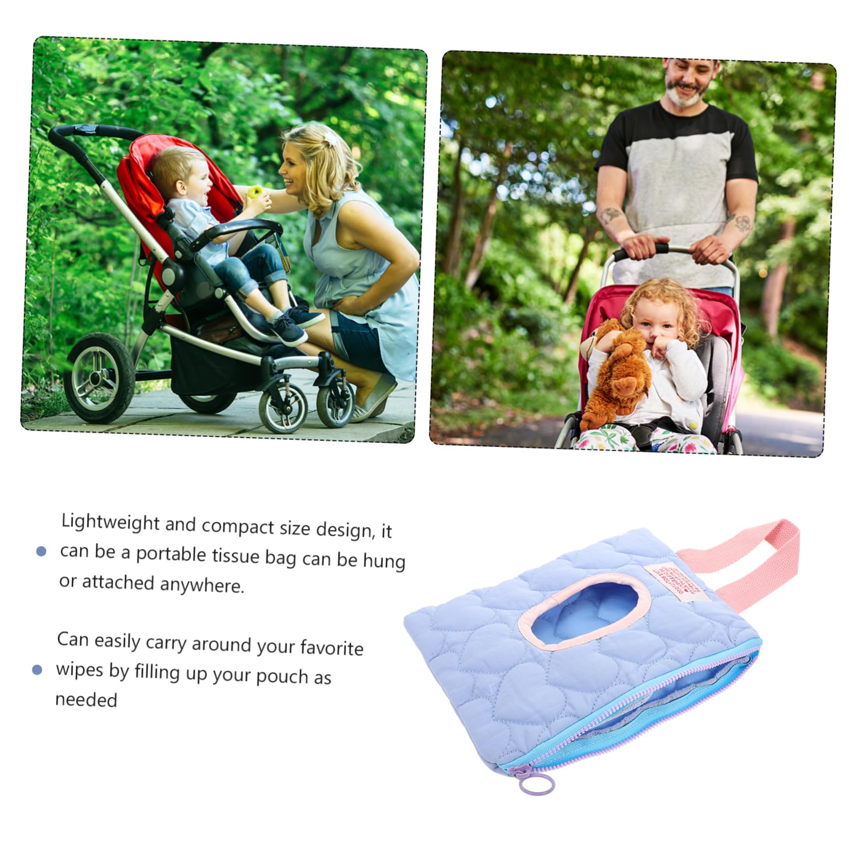 ULDIGI Portable Wet Wipes Travel Case - Reusable Moist Tissues Holder Bag for Baby, Makeup, Cleaning - Sky Blue Cotton Storage Pouch for On-the-Go, Car, Office & Home Use