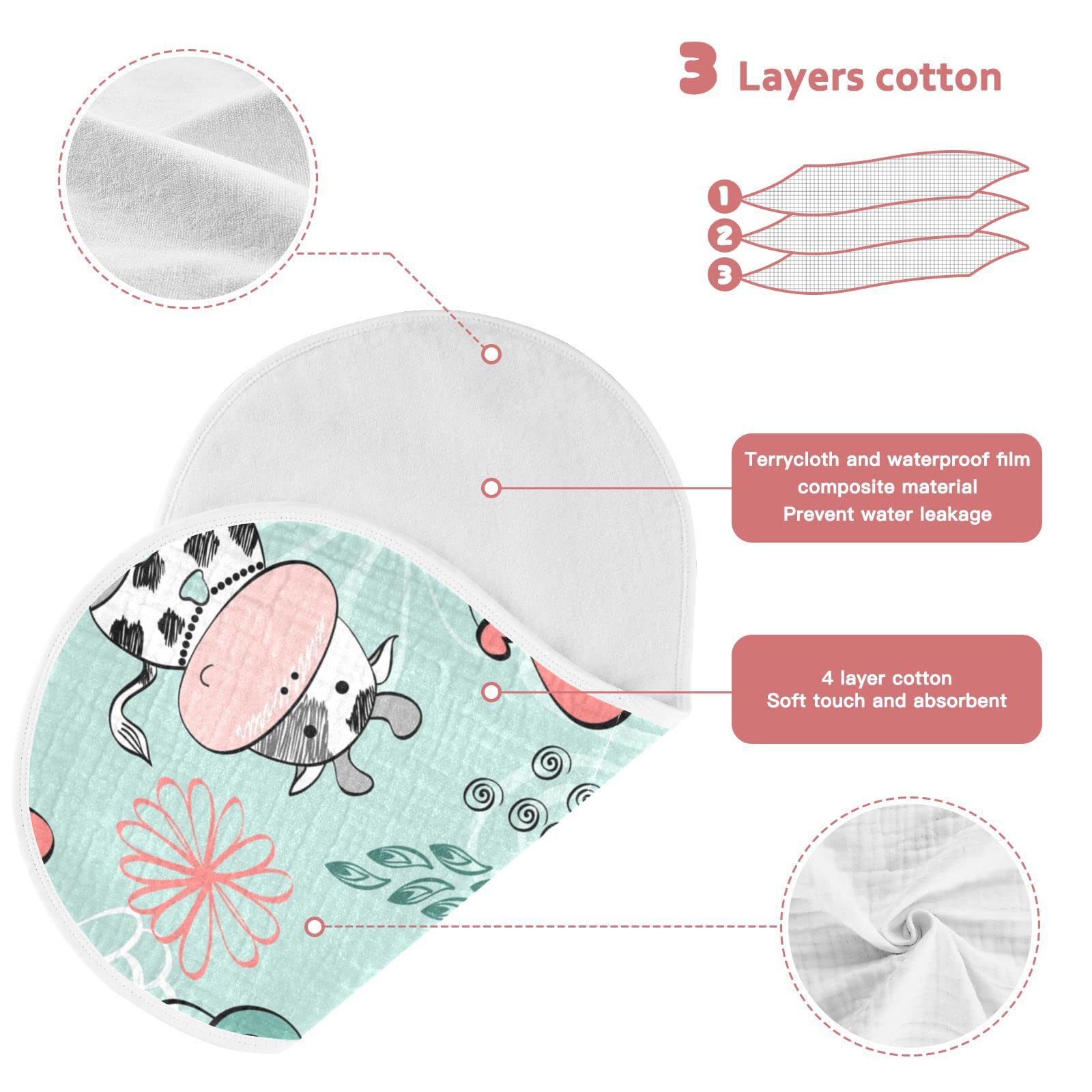 Premium Kigai Cow Muslin Baby Burp Cloths - Ultra Absorbent 100% Cotton Muslin Burp Cloths Set of 1 (11x22 Inch) - Soft Washcloths, Face Towels & Bibs for Newborn Boys & Girls - Perfect for Feeding, Burping & Gentle Skin Care