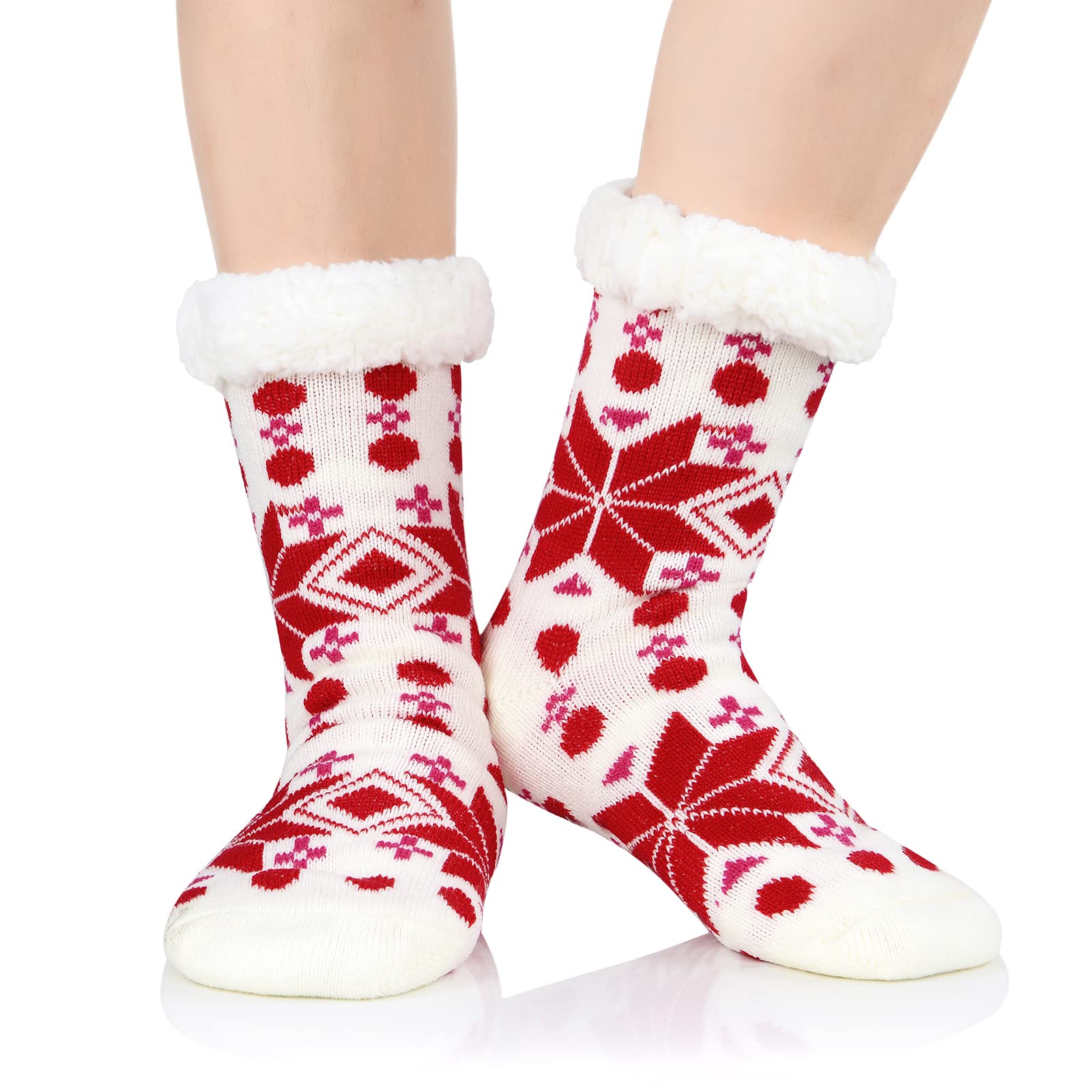Cozy Women's Fuzzy Socks - Warm Winter House Slippers with Soft Furry Lining - Non-Slip Indoor & Athletic Socks - Perfect for Christmas Gifts, Lounging at Home, and Cold Weather Comfort