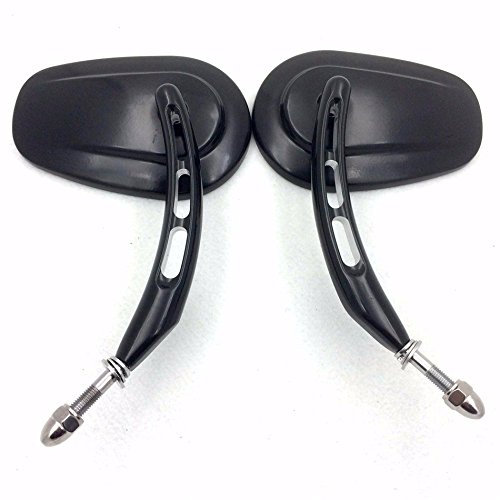 Black Big Side Mirrors with Hollow-out Stem for Harley Davidson Dyna Super Glide FXDXT 1982 & Later - Durable Motorcycle Accessories for Enhanced Safety and Style - Perfect for Highway Cruising and Urban Riding