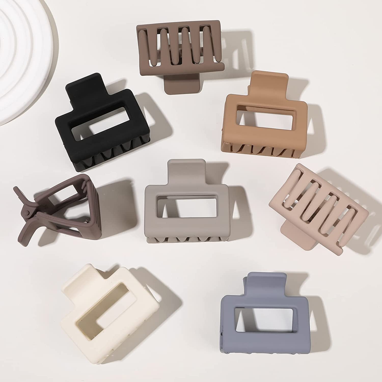 4Pcs Medium Hair Clips - Square Matte Non-Slip Claw Clips for Women & Girls, Strong Hold Rectangle Jaw Clips for Long or Short Hair - Perfect for School, Work, Gym & Daily Styling