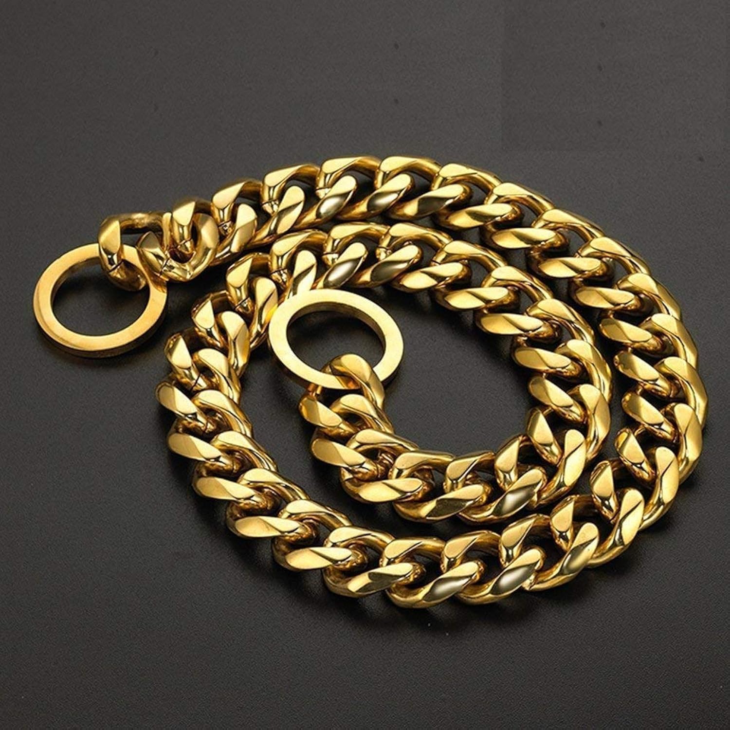 RvPaws Pure Brass Dog Choke Chain Training Collar - 24 Inch, 1.5cm Thick - Heavy Duty Choke Collar for Large Breed Dogs - Perfect for Obedience Training, Walking & Behavior Correction